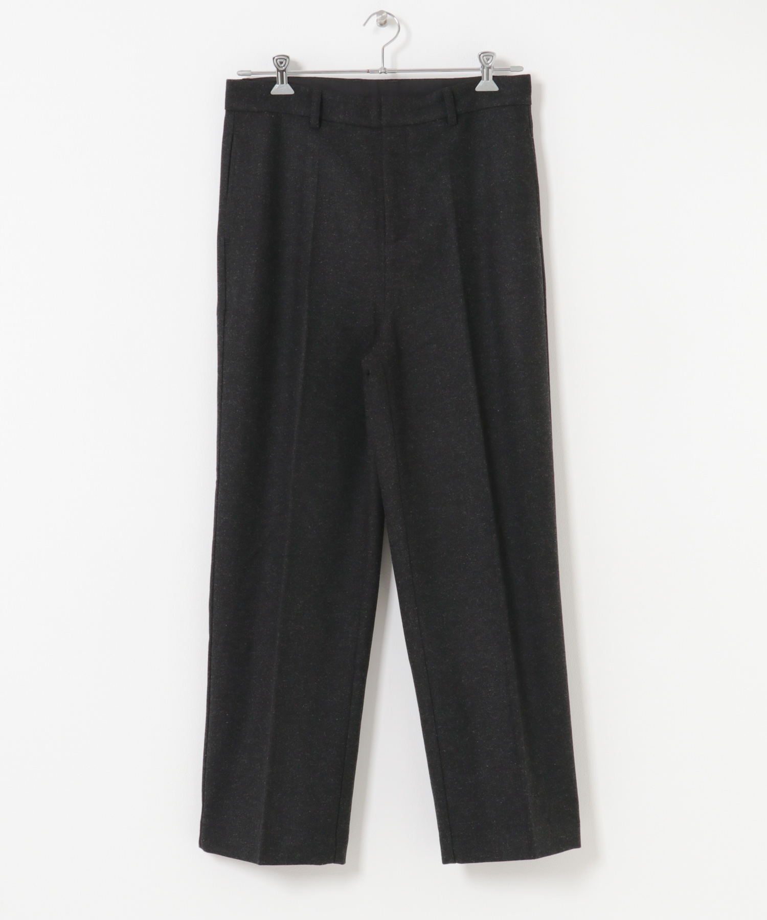 ウール混テーパードパンツ BLK M