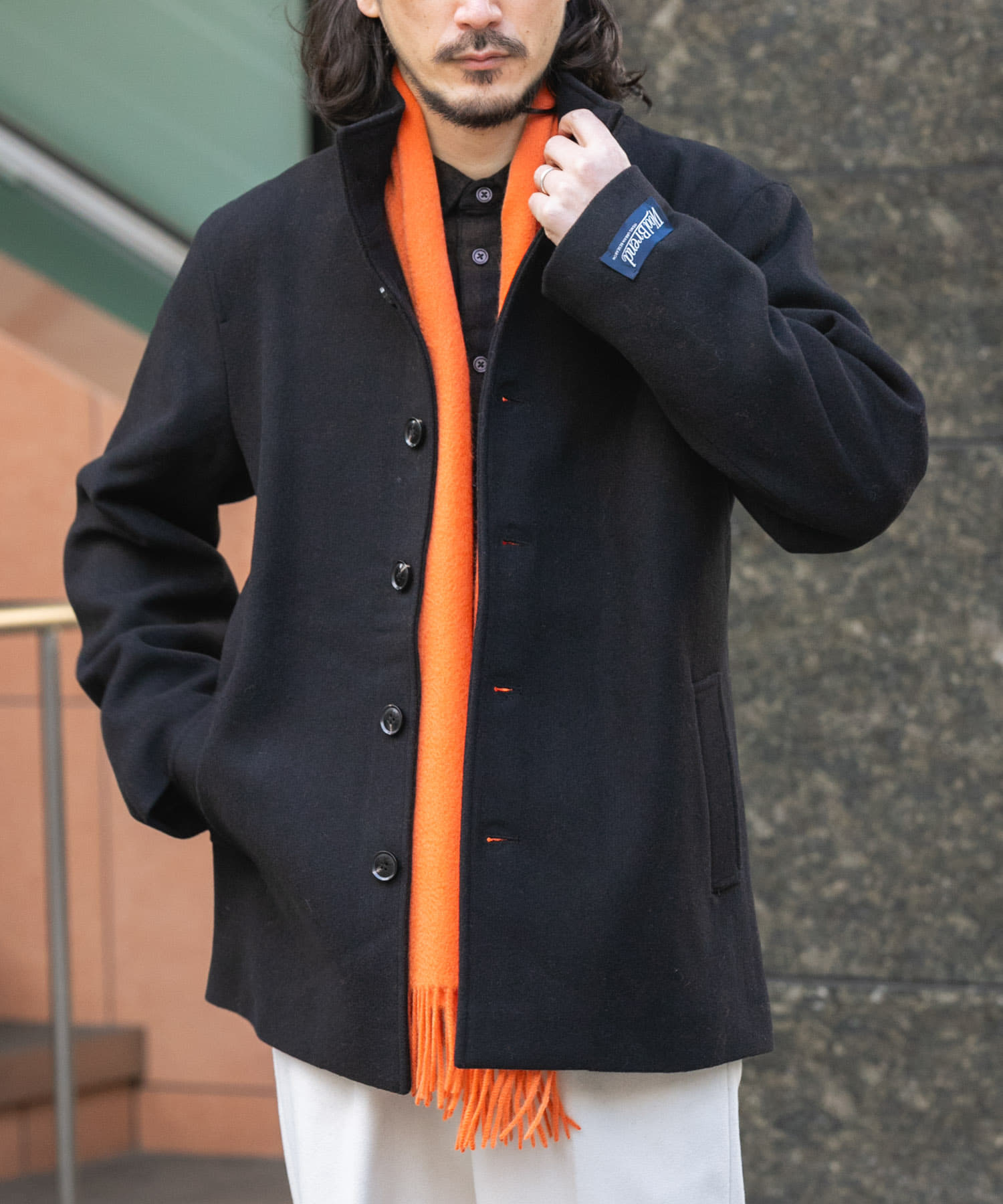 ウールブレンドスタンドカラーコート