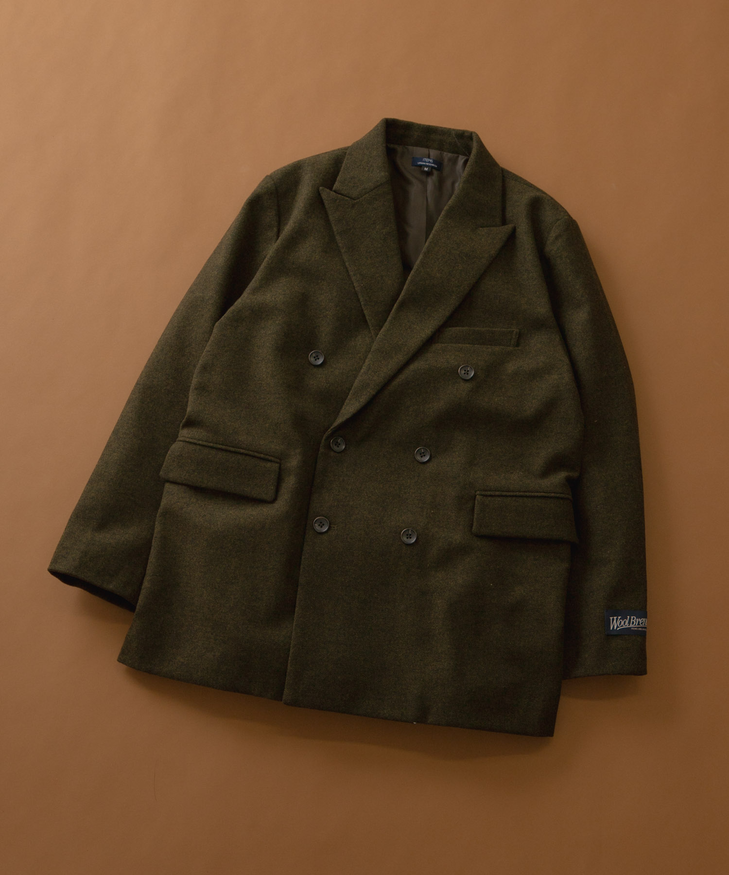 ウール混ダブルブレストジャケット KHK M