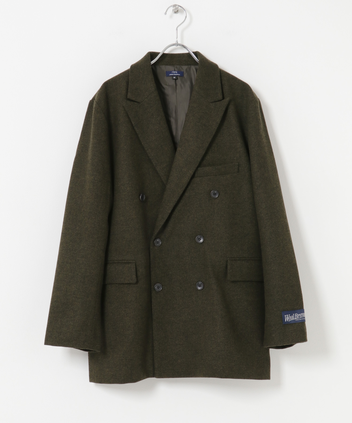 ウール混ダブルブレストジャケット KHK M