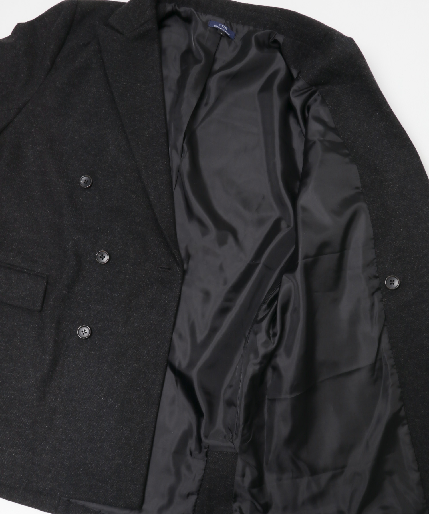 ウール混ダブルブレストジャケット BLK M