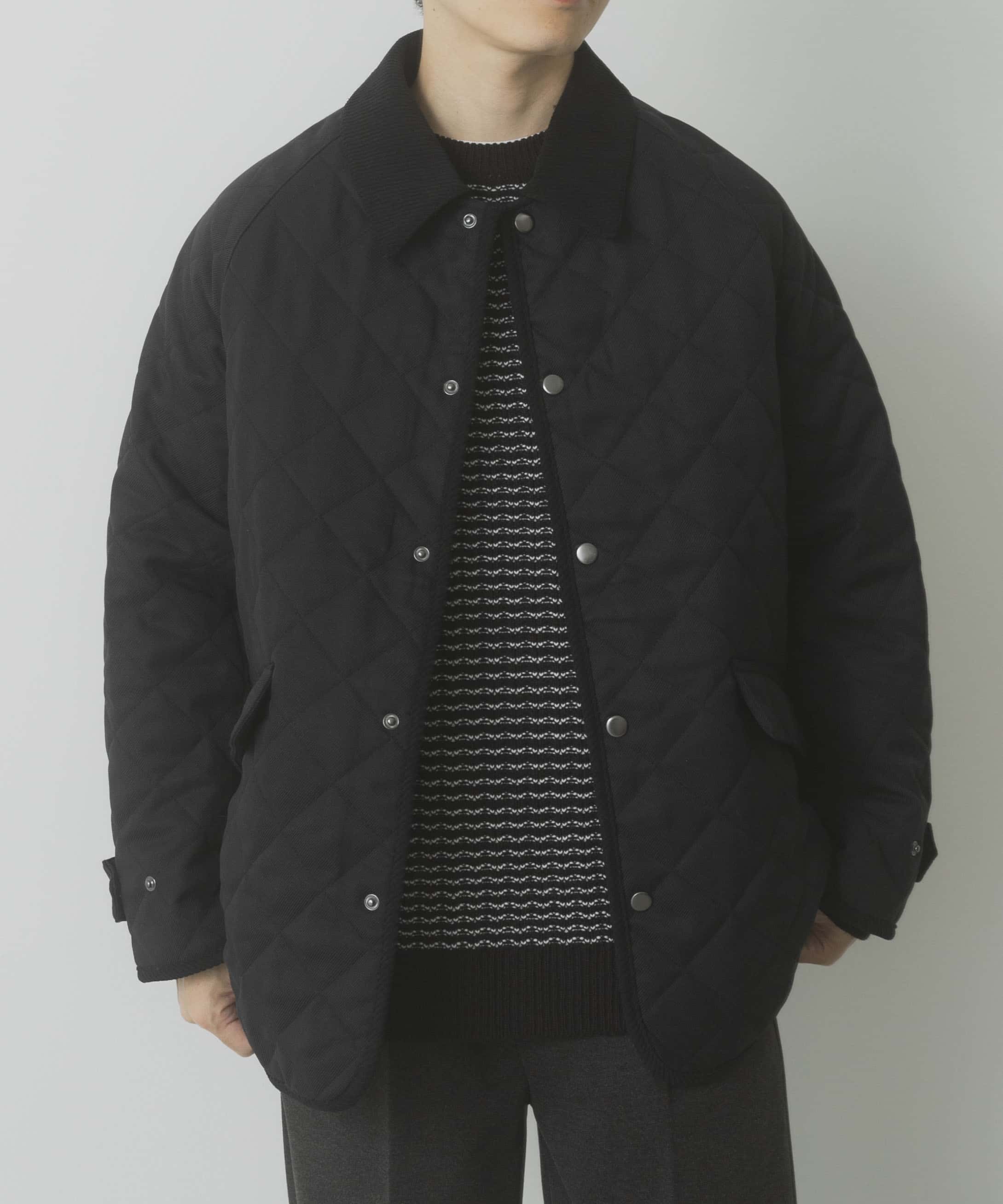 襟コーデュロイ 中綿キルティングジャケット(M BLK TWILL): アウター