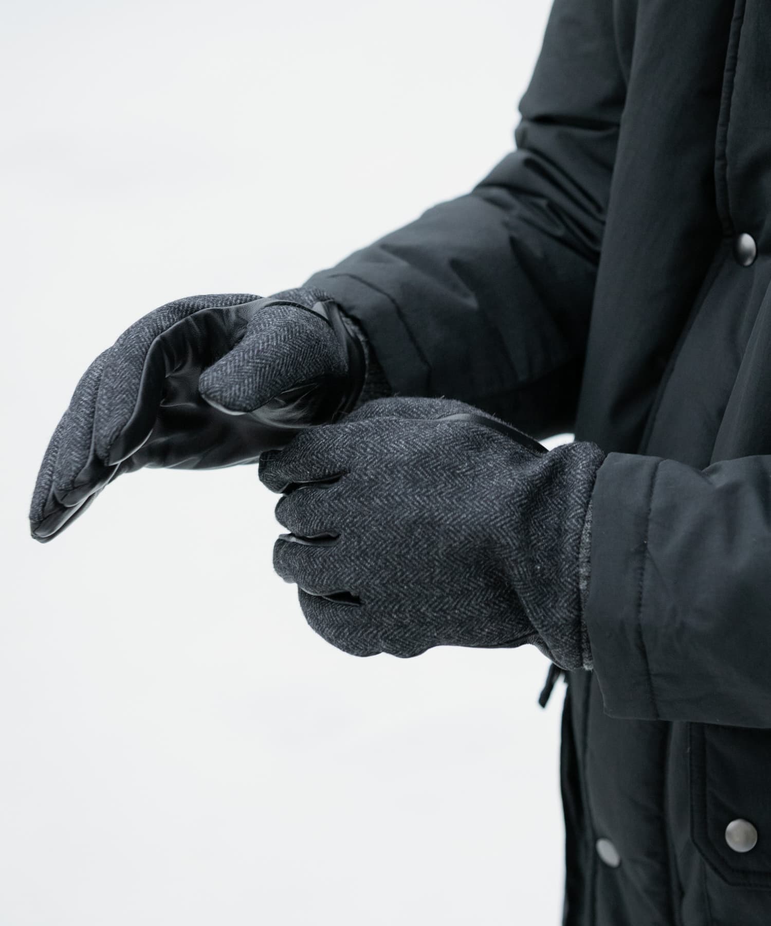 ラムレザー×ツイード グローブ