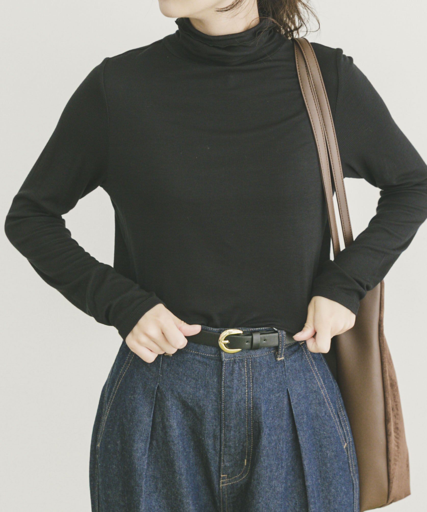 リブタートルネックカットソー