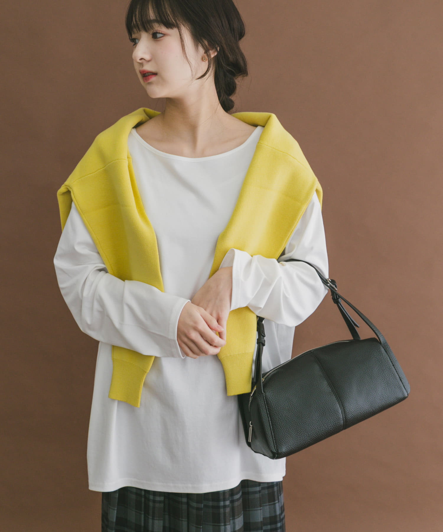 シルケットボートネックロンTシャツ