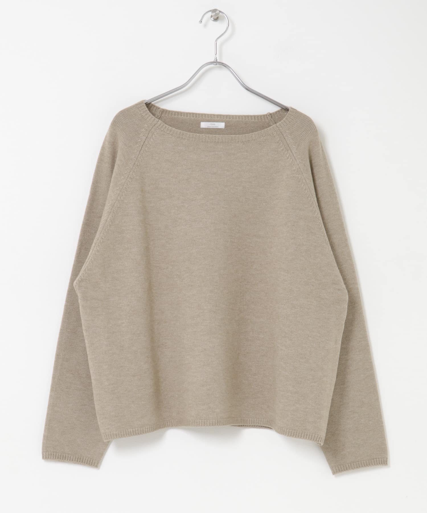 『洗濯可』クルーネックラグランニット BEG Free