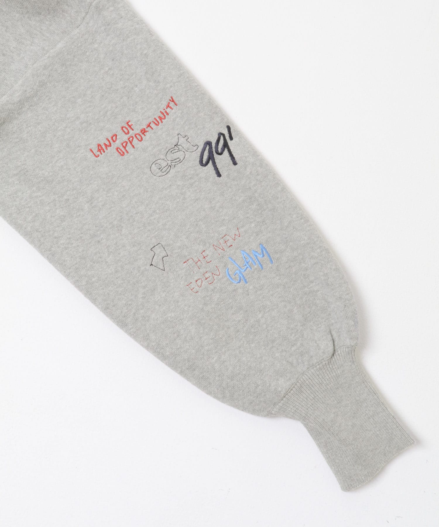 『洗濯可』スウェットライク刺繍ニット GRY FREE