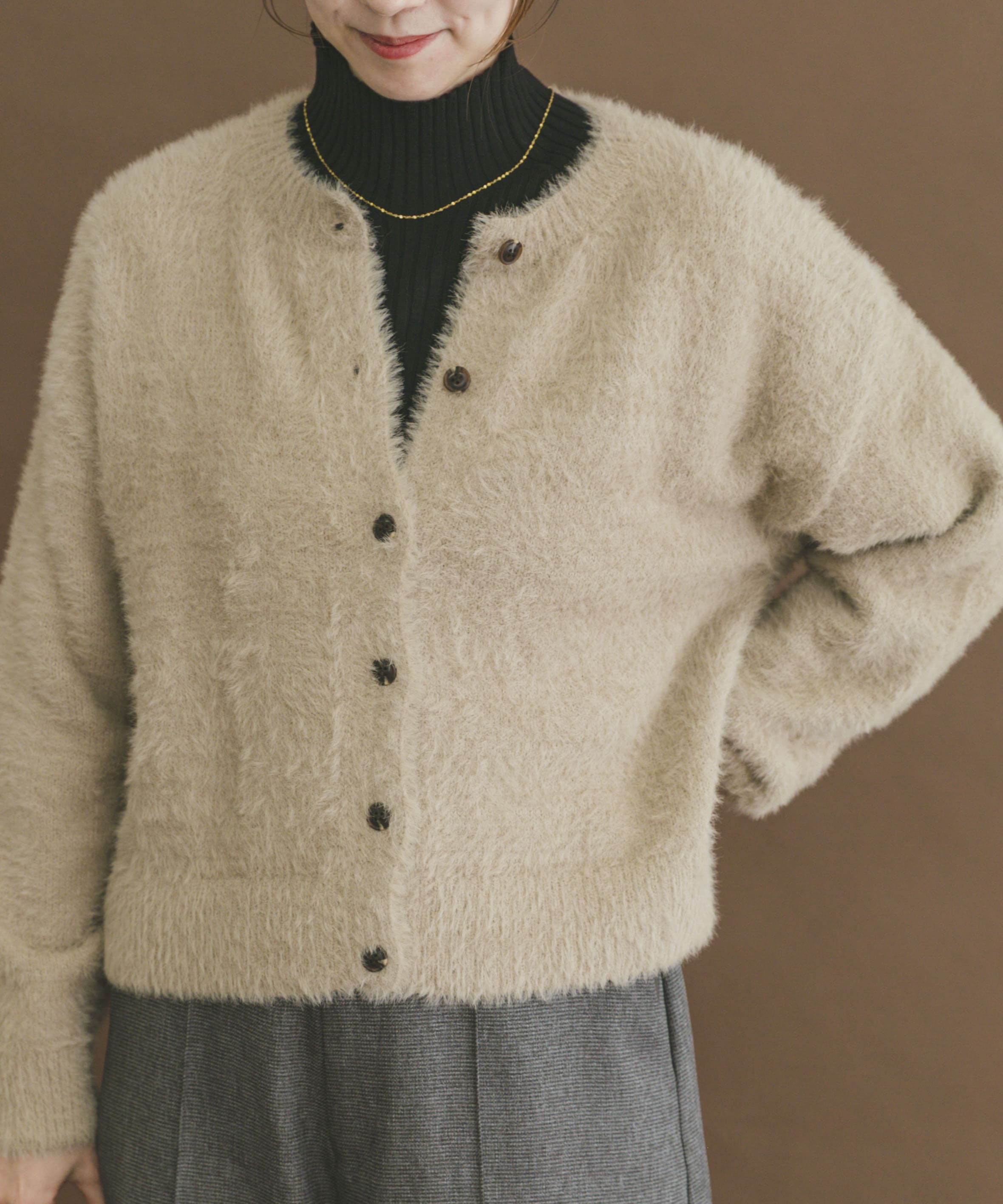 フェザーニットカーディガン