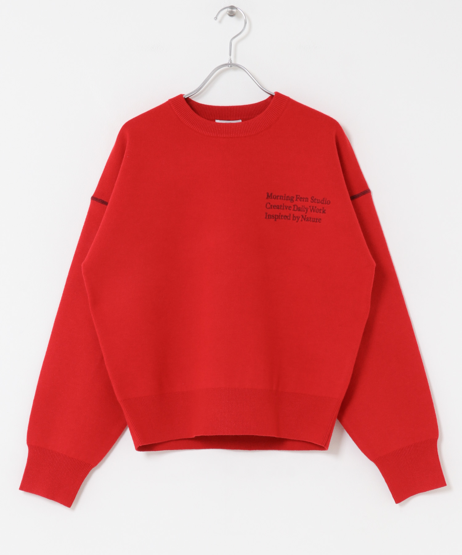 スウェットライククルーネックニット RED FREE