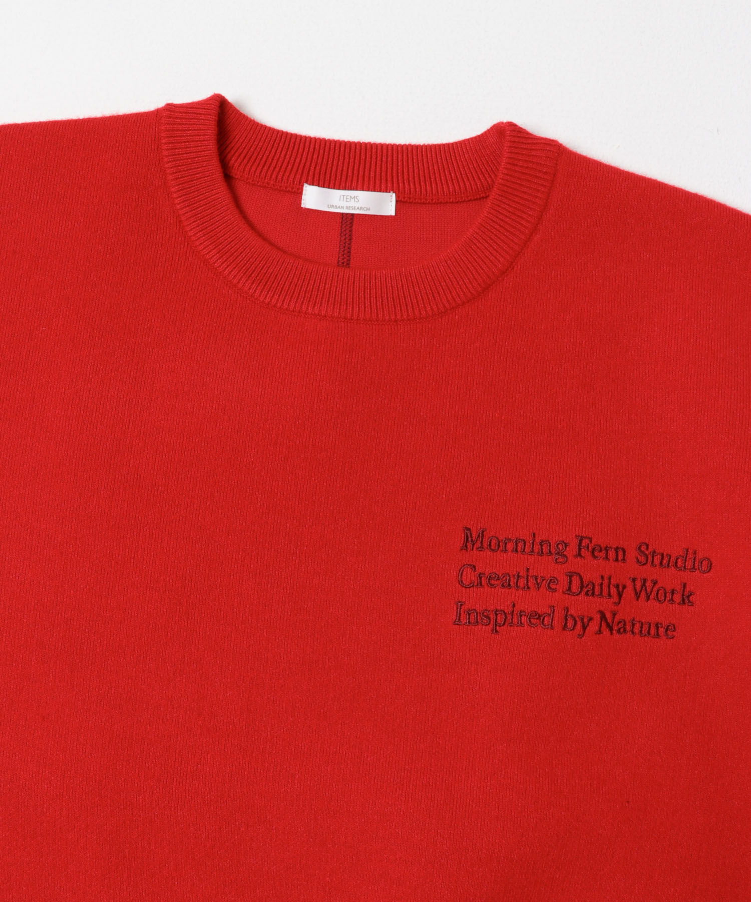 スウェットライククルーネックニット RED FREE