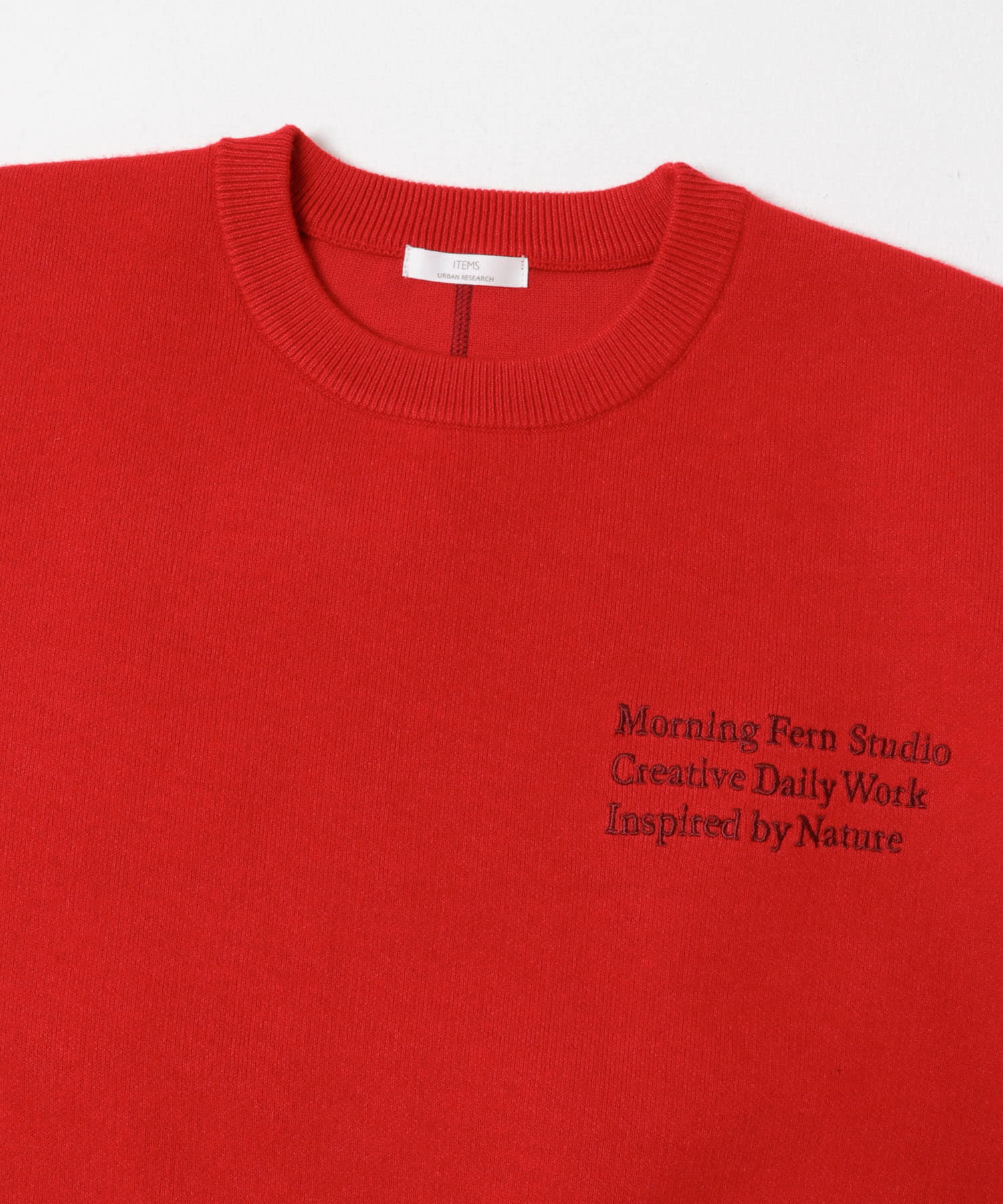 スウェットライククルーネックニット RED Free