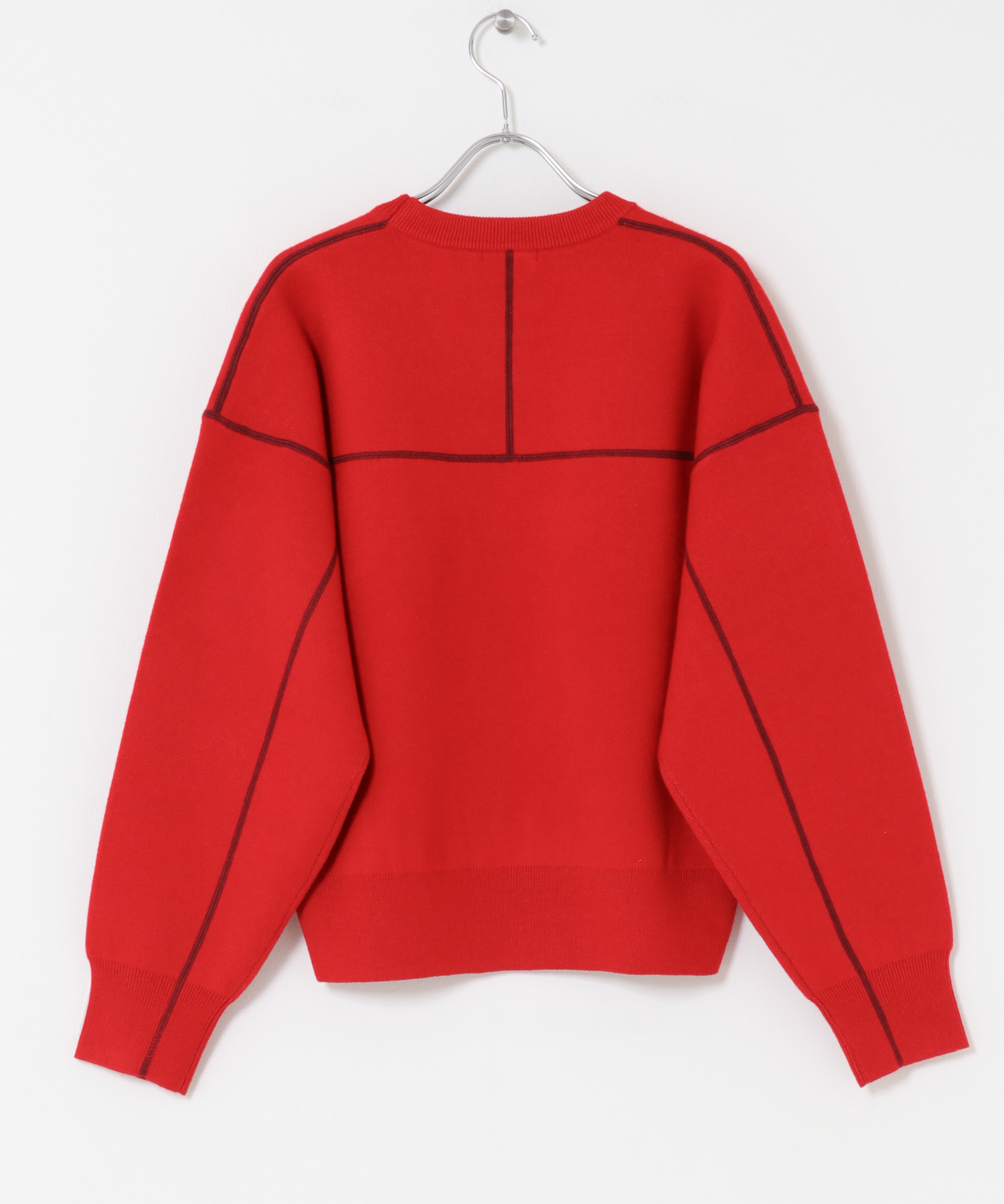 スウェットライククルーネックニット RED FREE