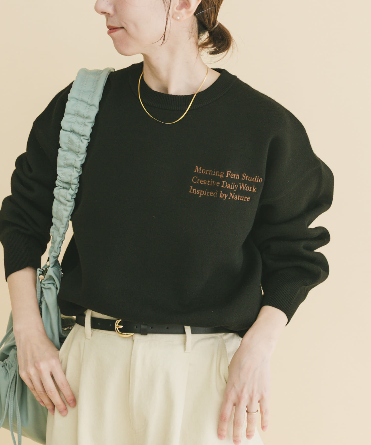 スウェットライククルーネックニット