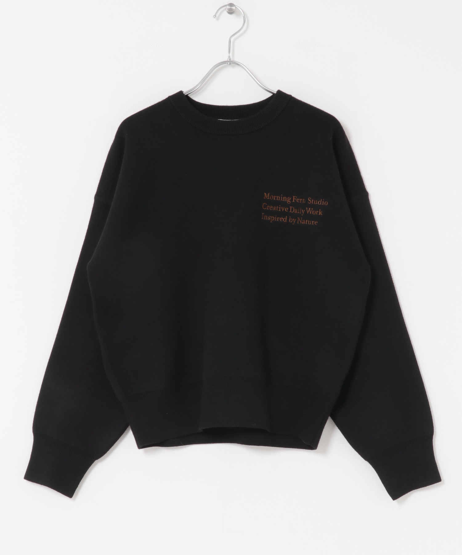 スウェットライククルーネックニット BLK FREE