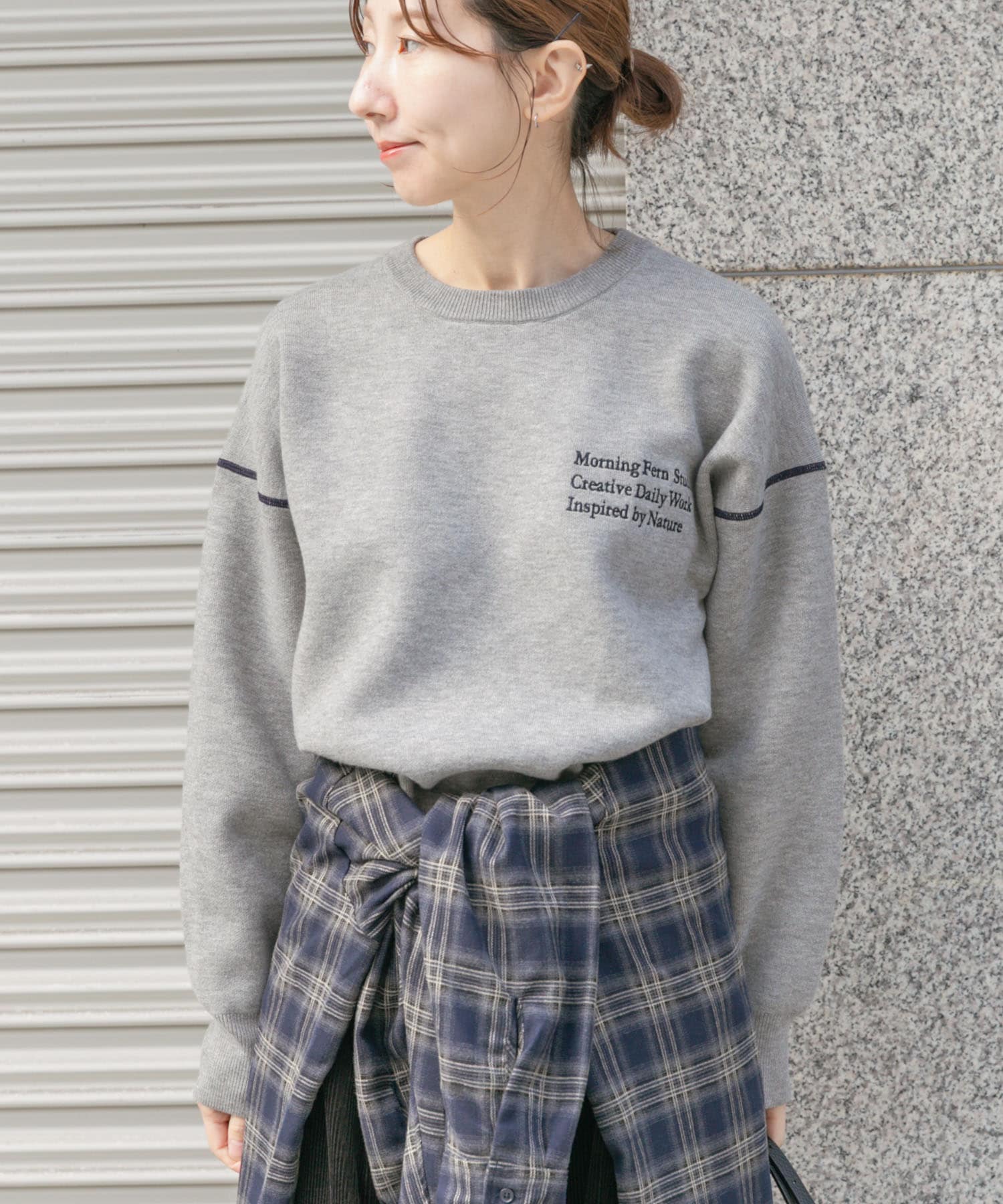 スウェットライククルーネックニット