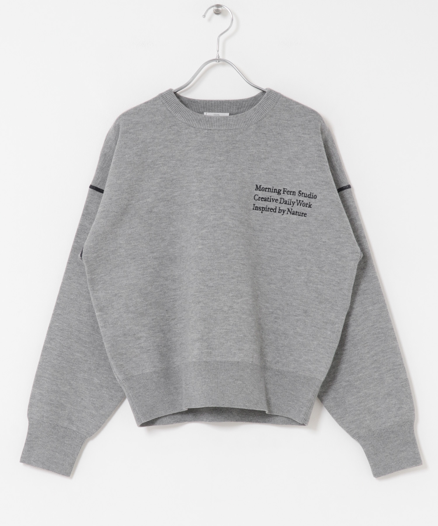 スウェットライククルーネックニット GRY FREE