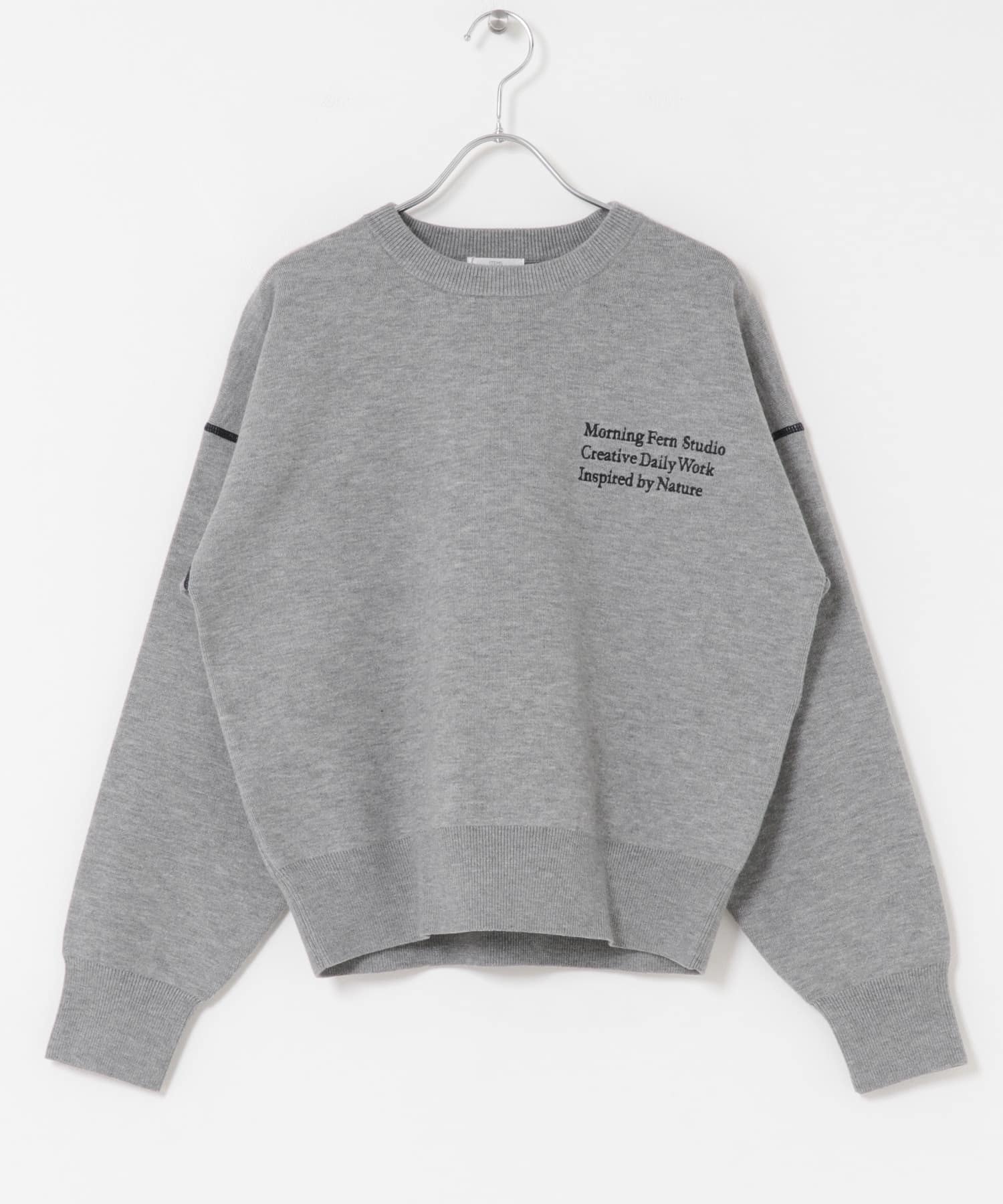 スウェットライククルーネックニット GRY Free