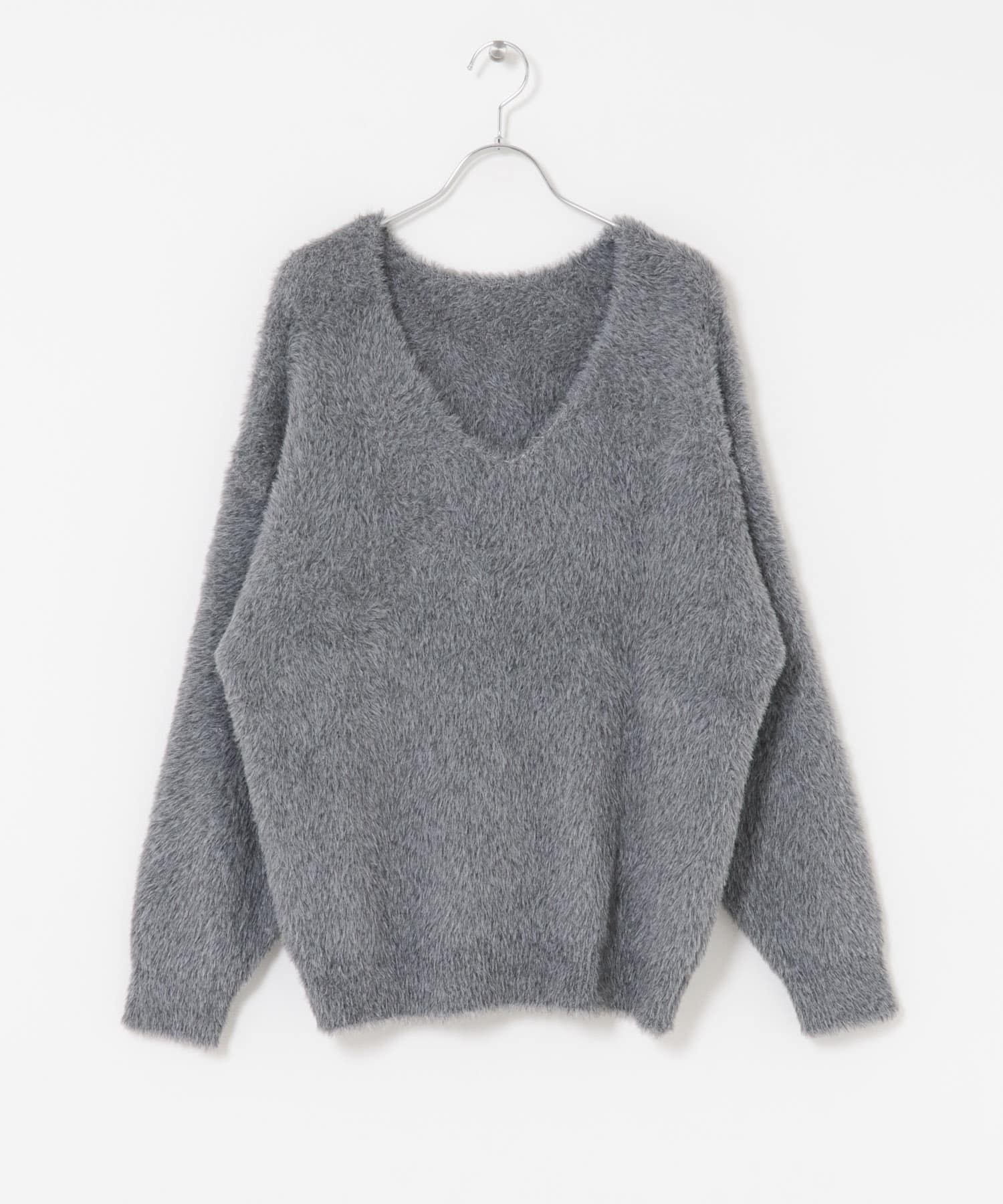 アニモシャギーVネックニット GRY Free