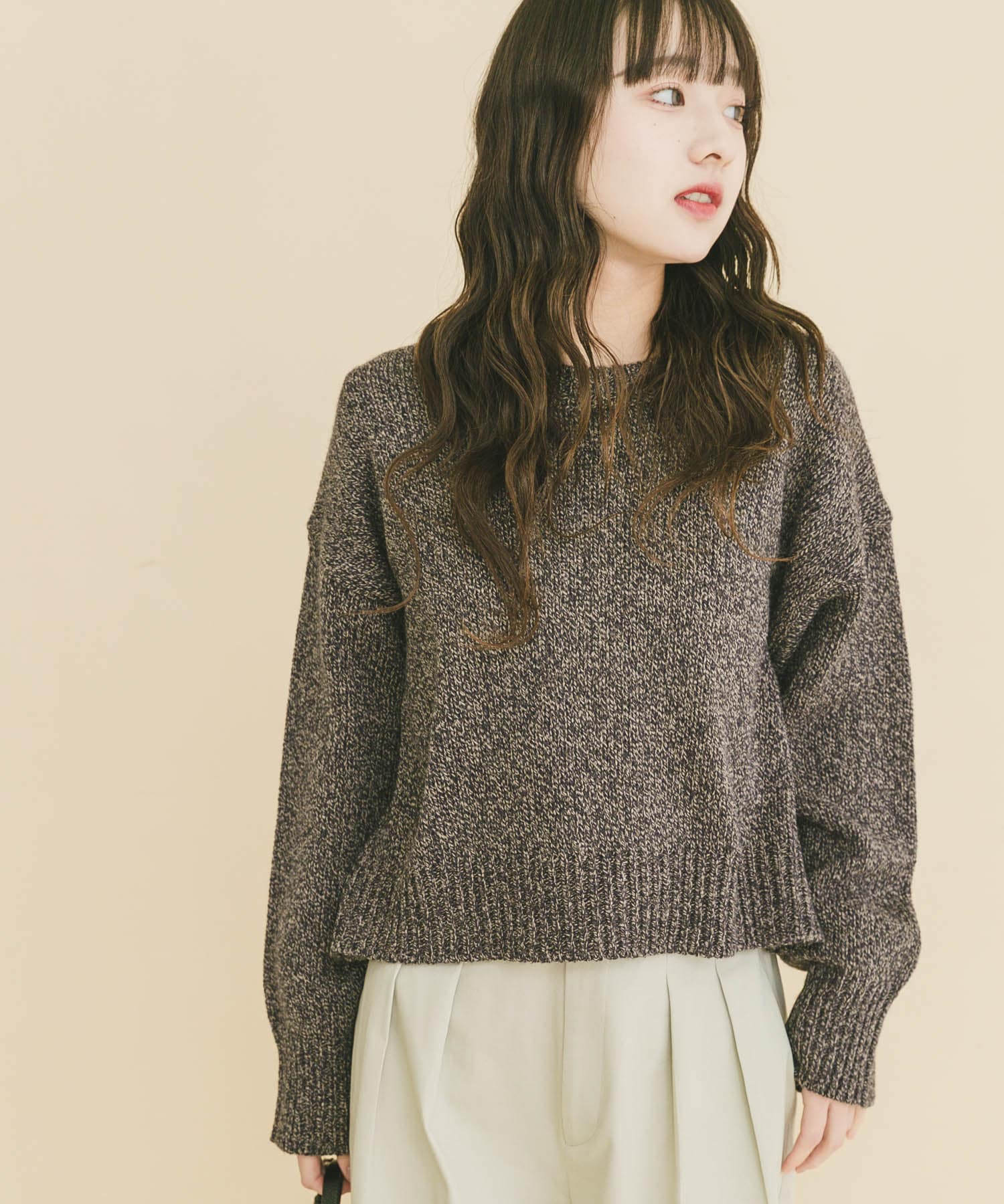 ミックスヤーンニットプルオーバー