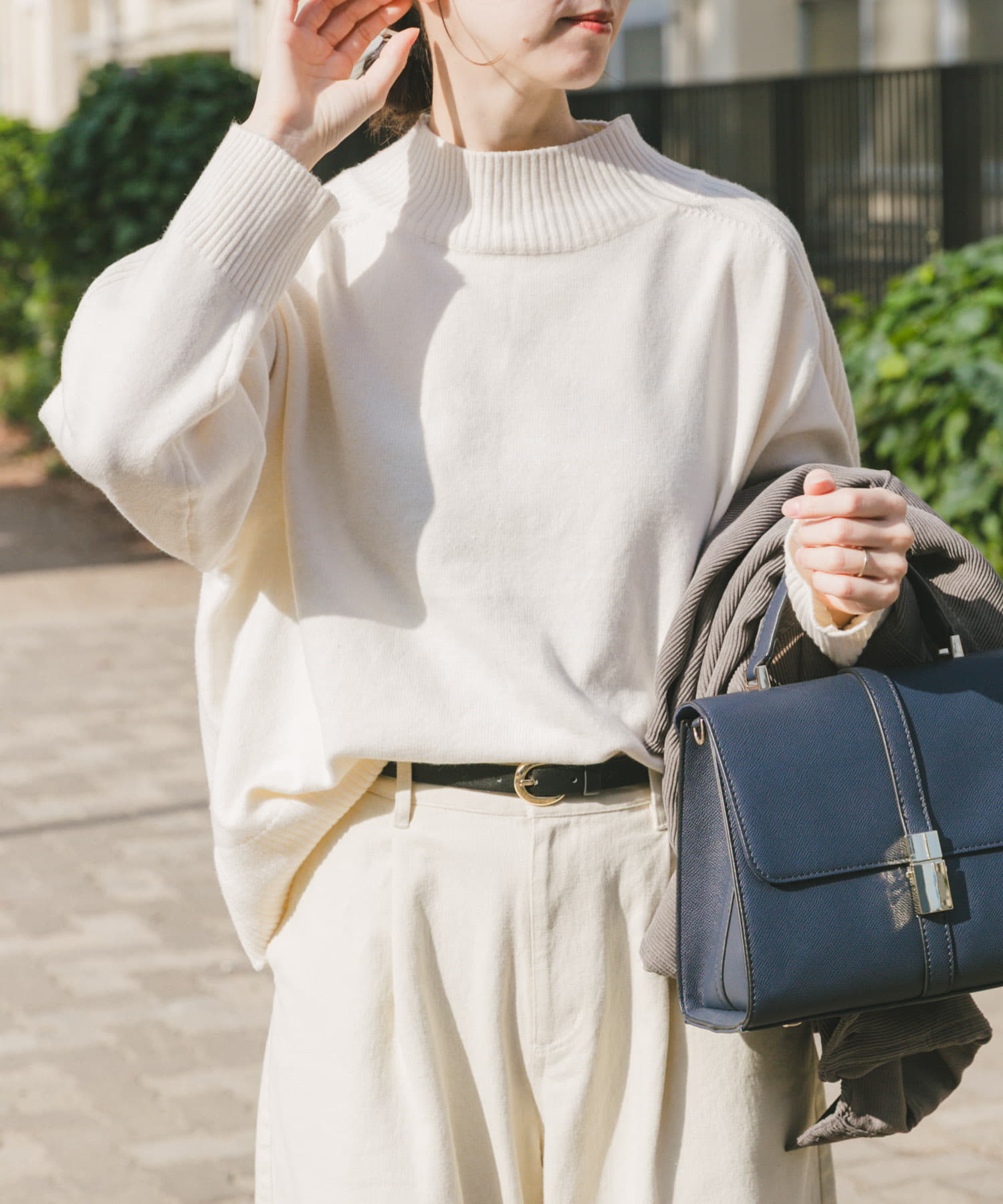 ショルダーリブハイネックニット