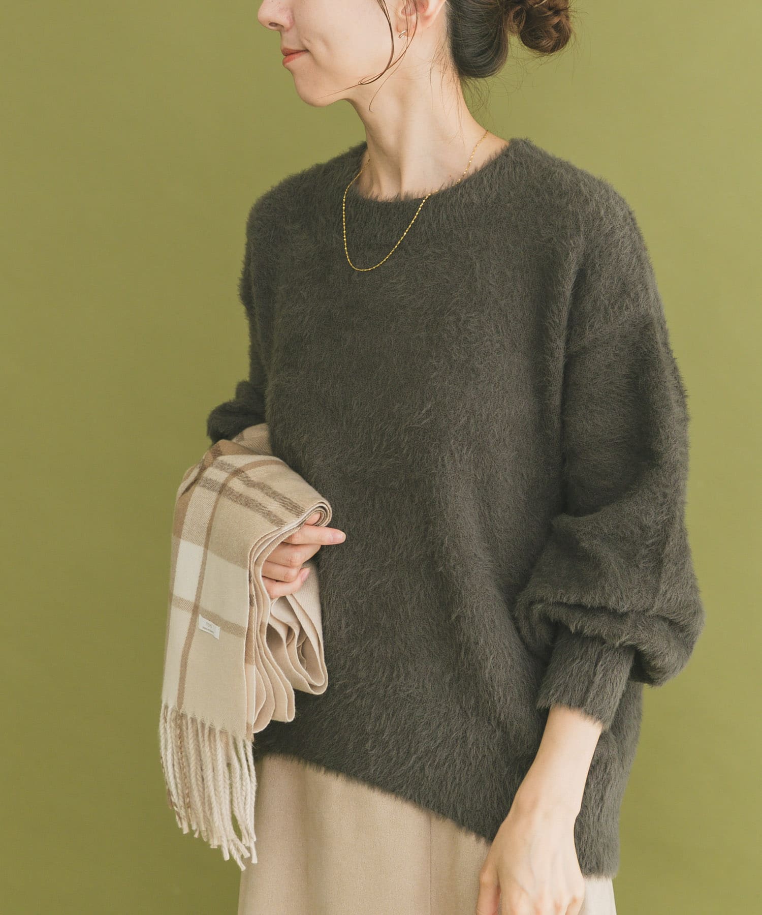 シャギークルーネックニット