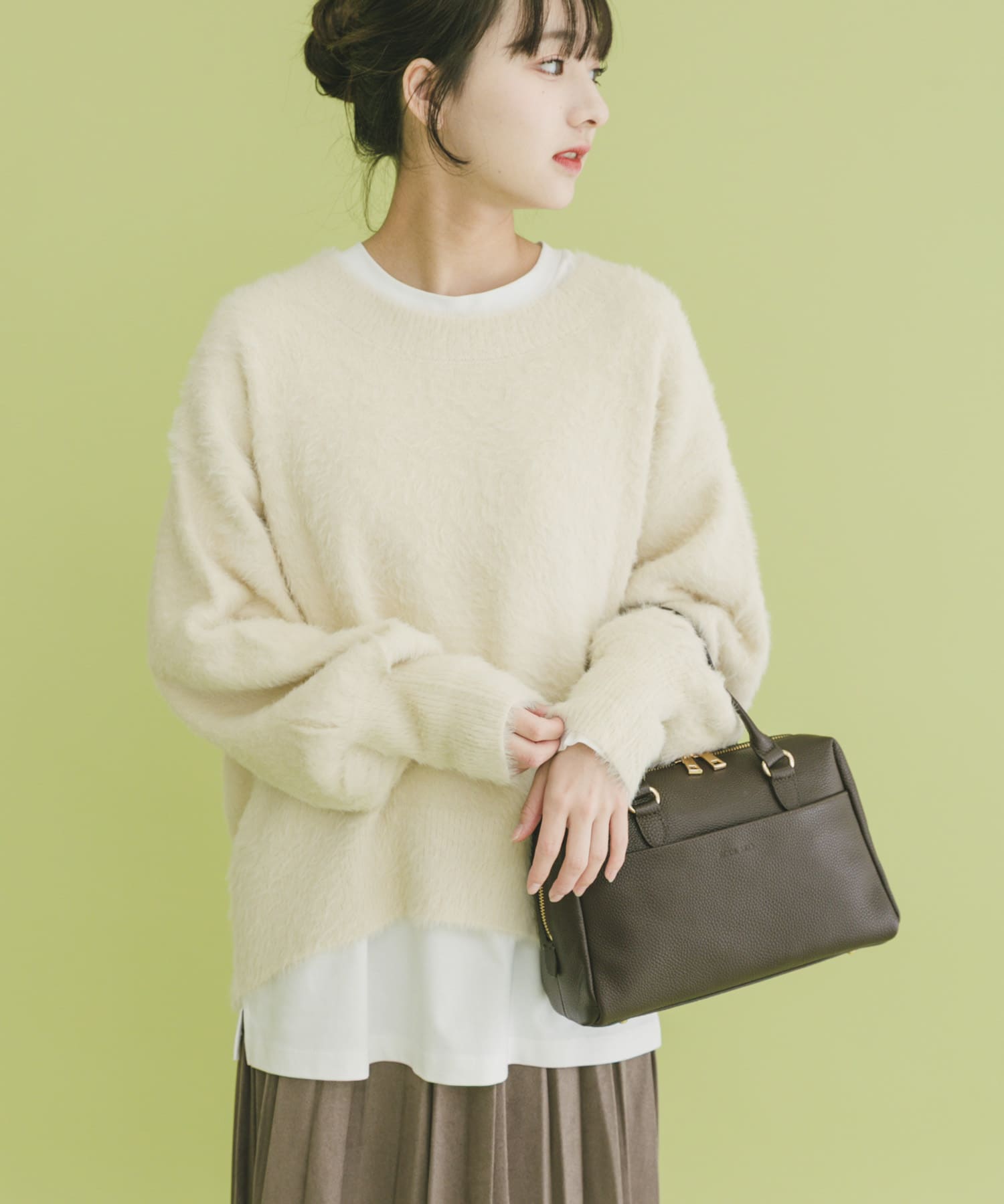 シャギークルーネックニット