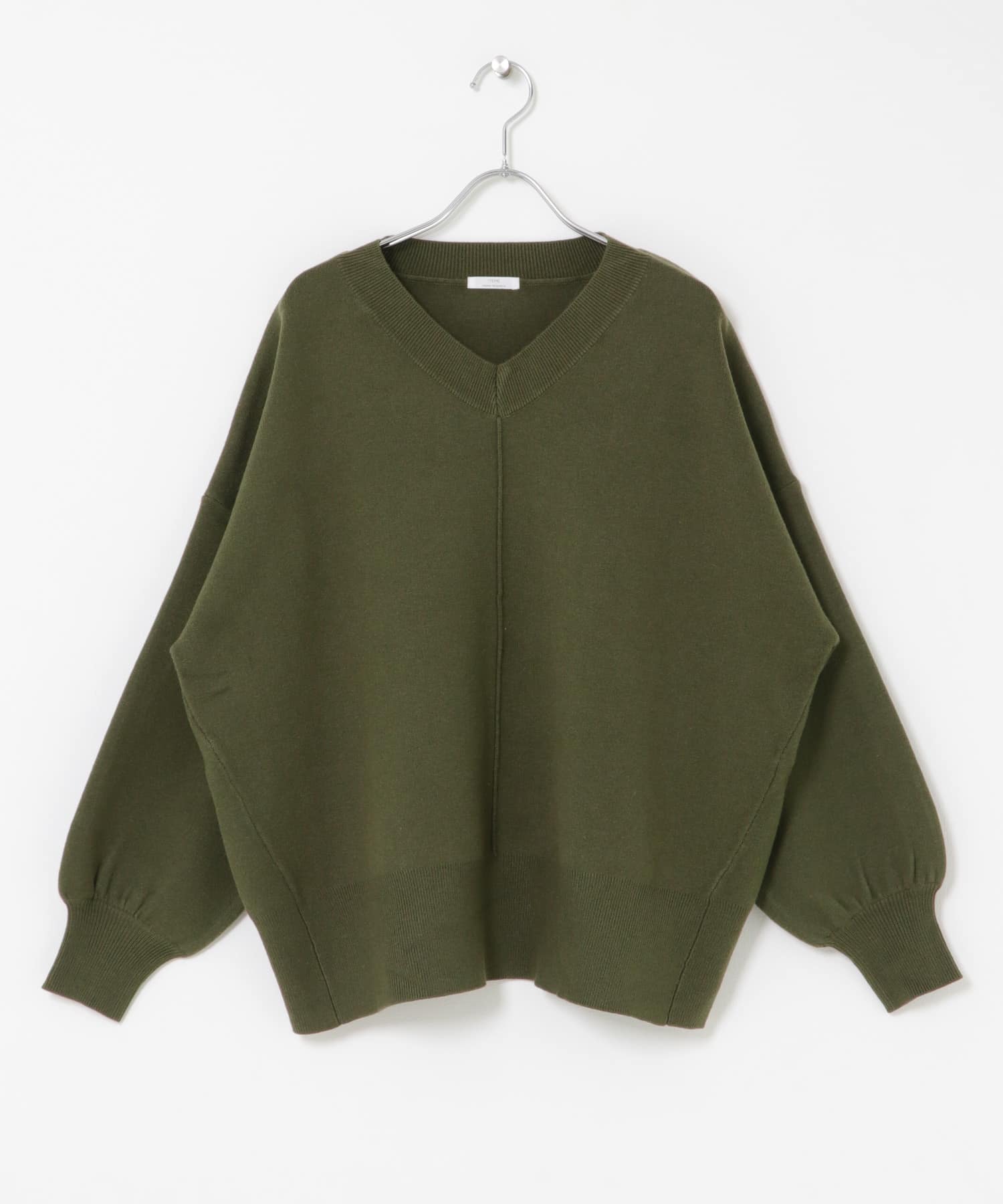 Vネックニットプルオーバー KHK FREE