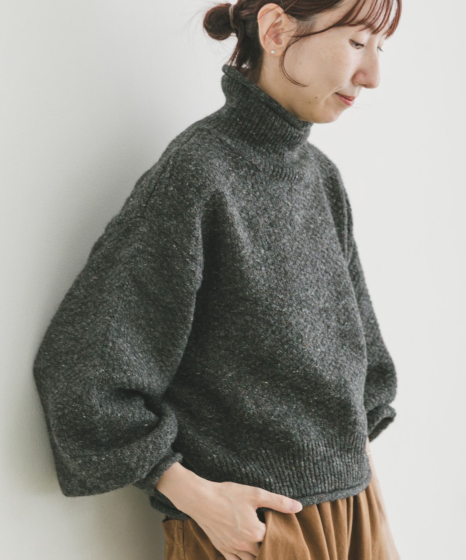 ネップハイネックニットプルオーバー