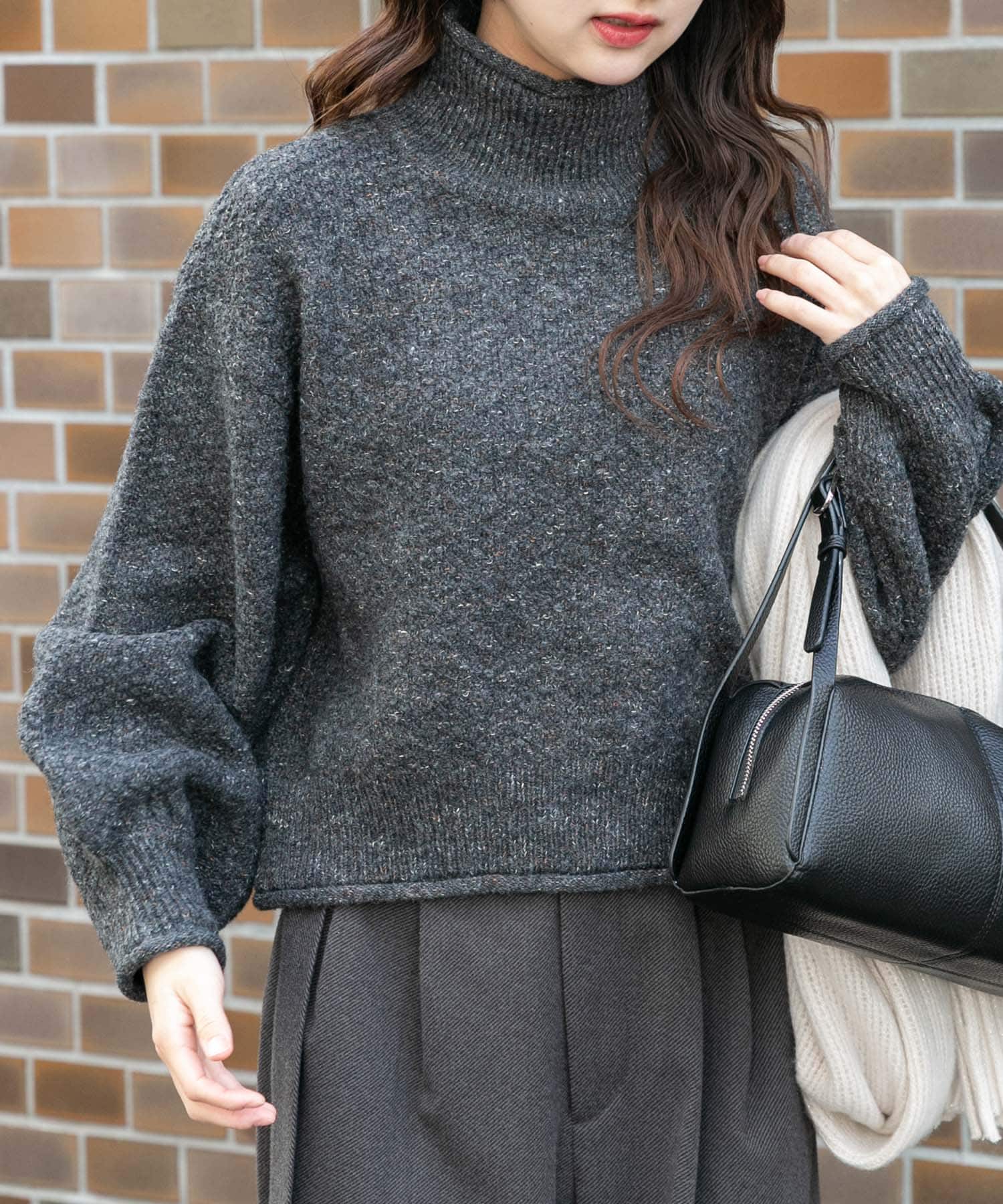 ネップハイネックニットプルオーバー