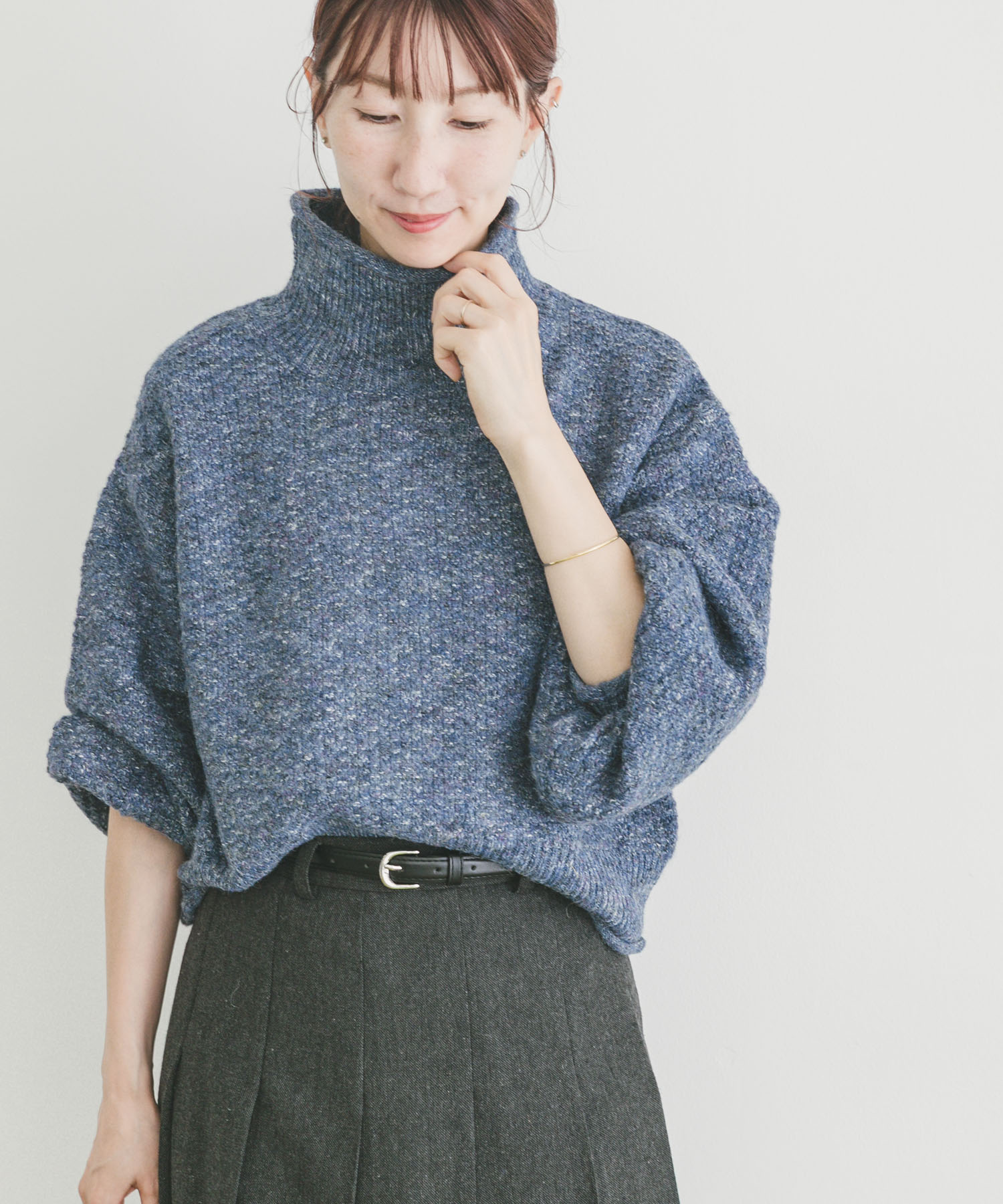 ネップハイネックニットプルオーバー