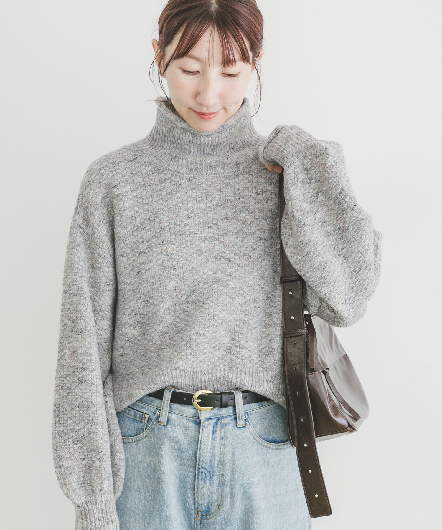 ネップハイネックニットプルオーバー