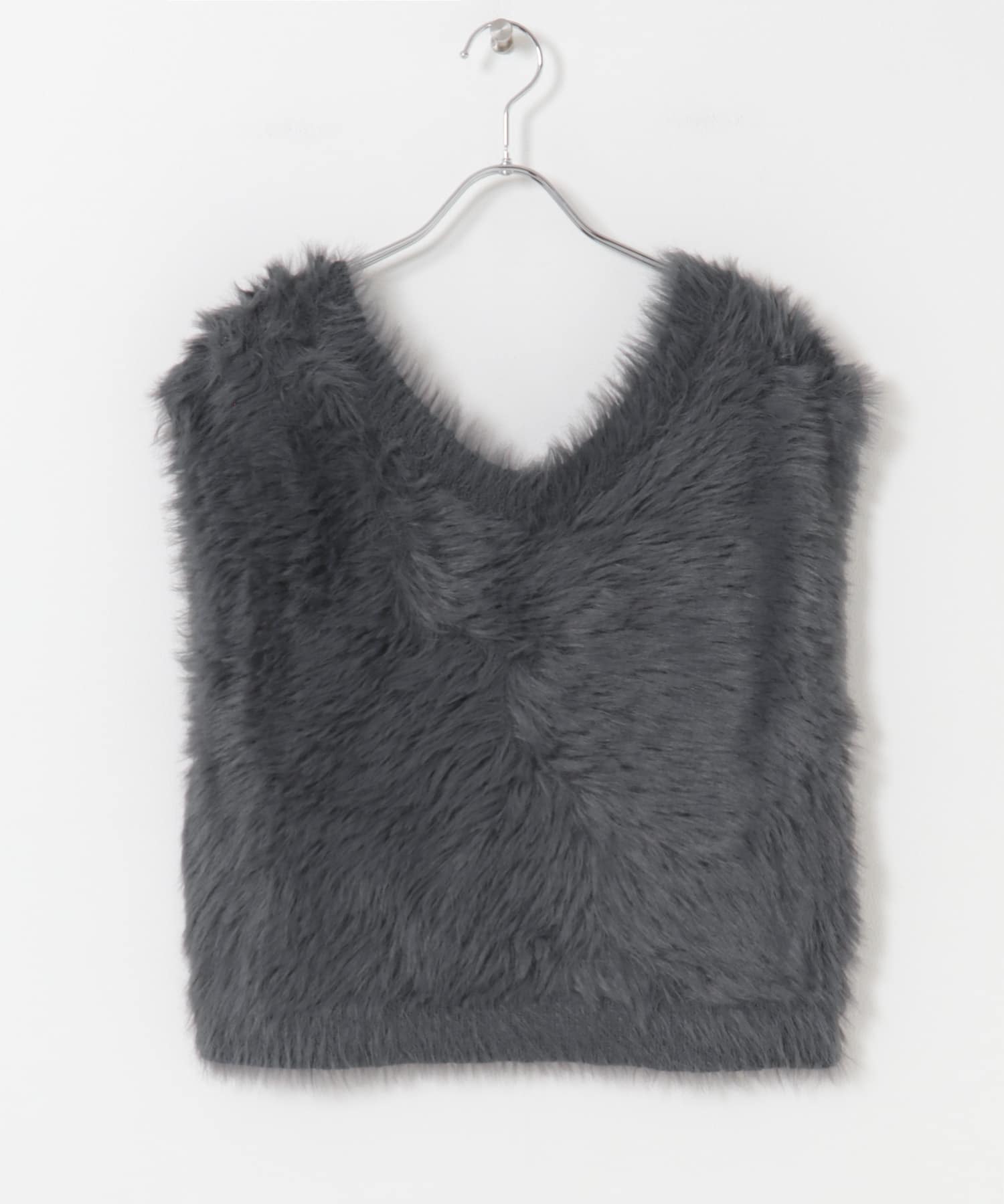 シャギーショートニットベスト