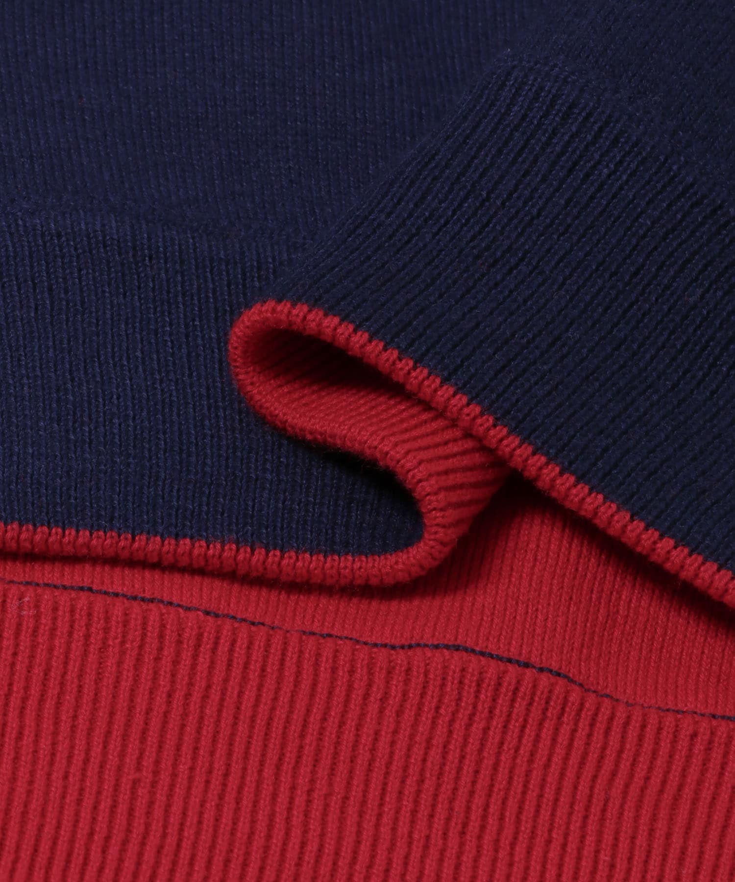 ラグランスリーブリバーシブルニット NVY×RED Free