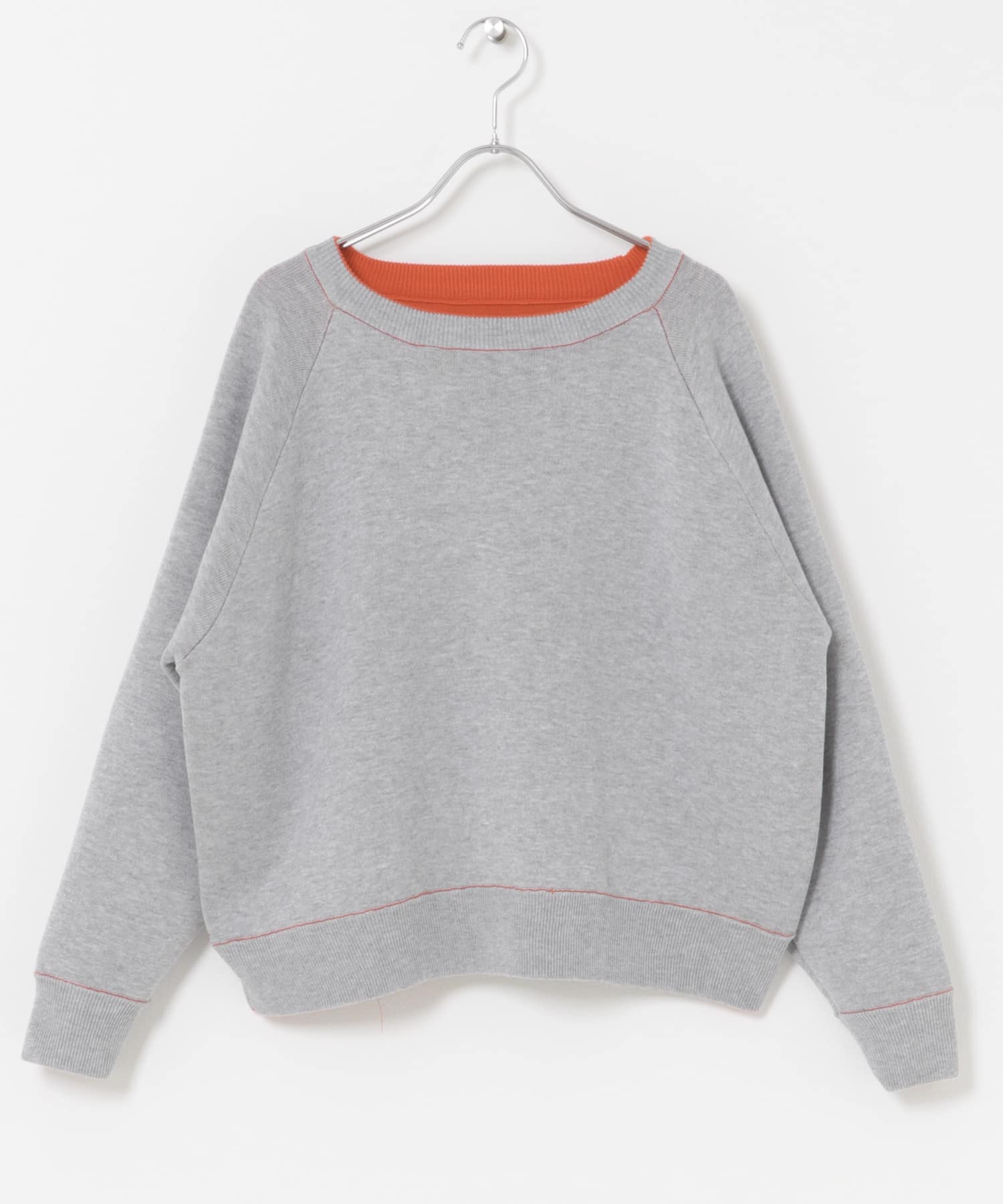 ラグランスリーブリバーシブルニット ORG×GRY Free