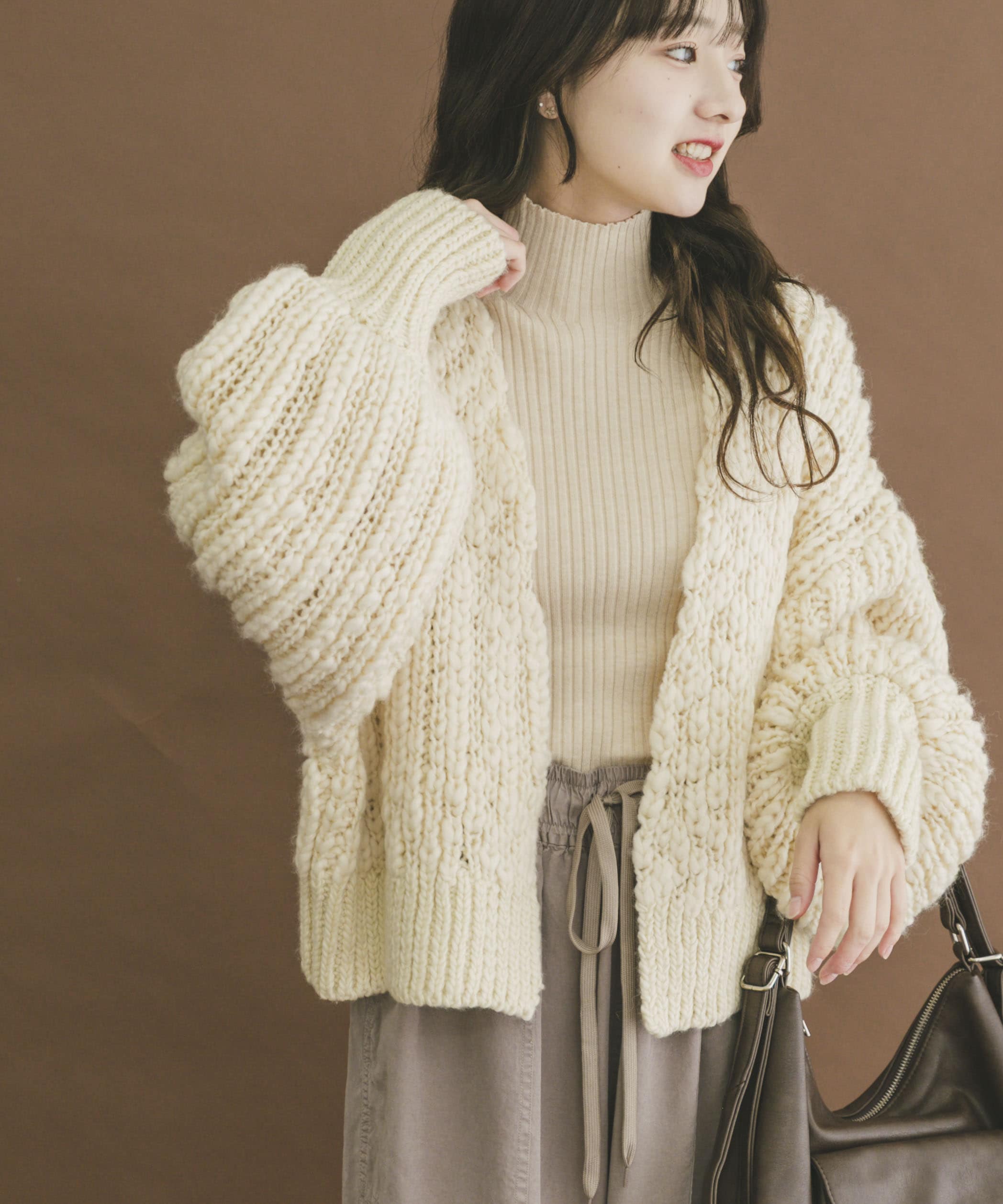 ウールミックスボリュームカーディガン