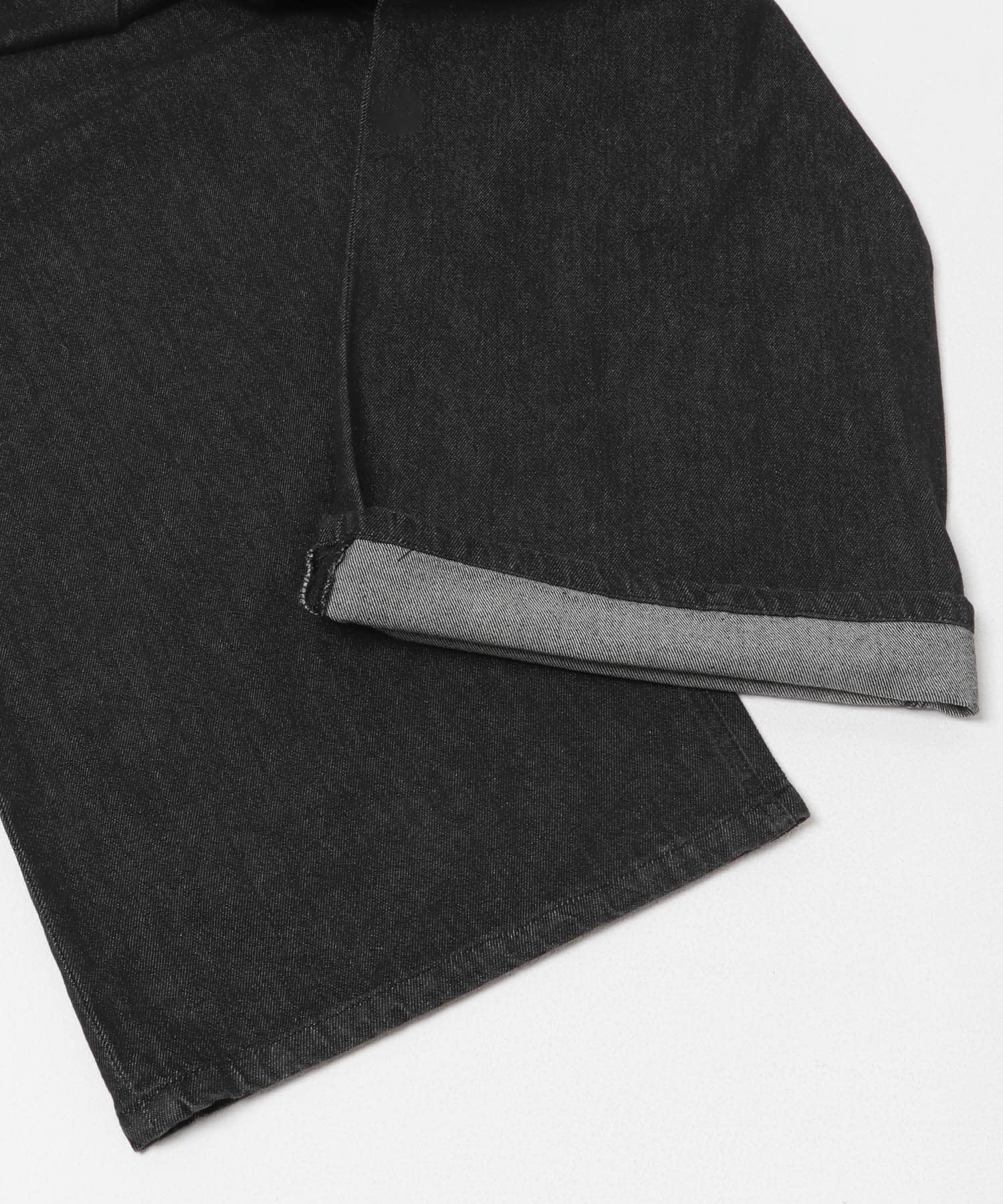 ベルト付ワイドデニム BLK S