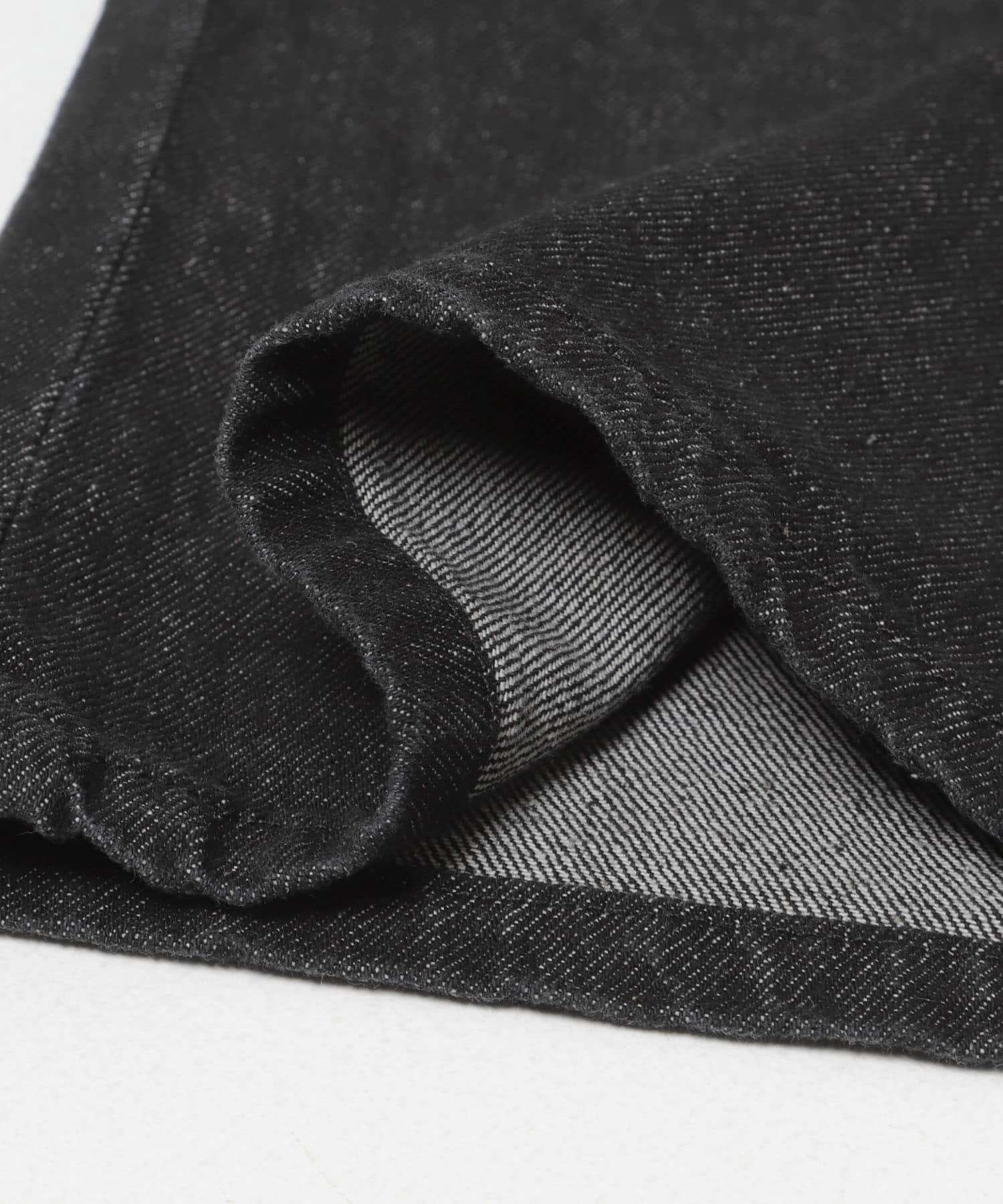 ベルト付ワイドデニム BLK S