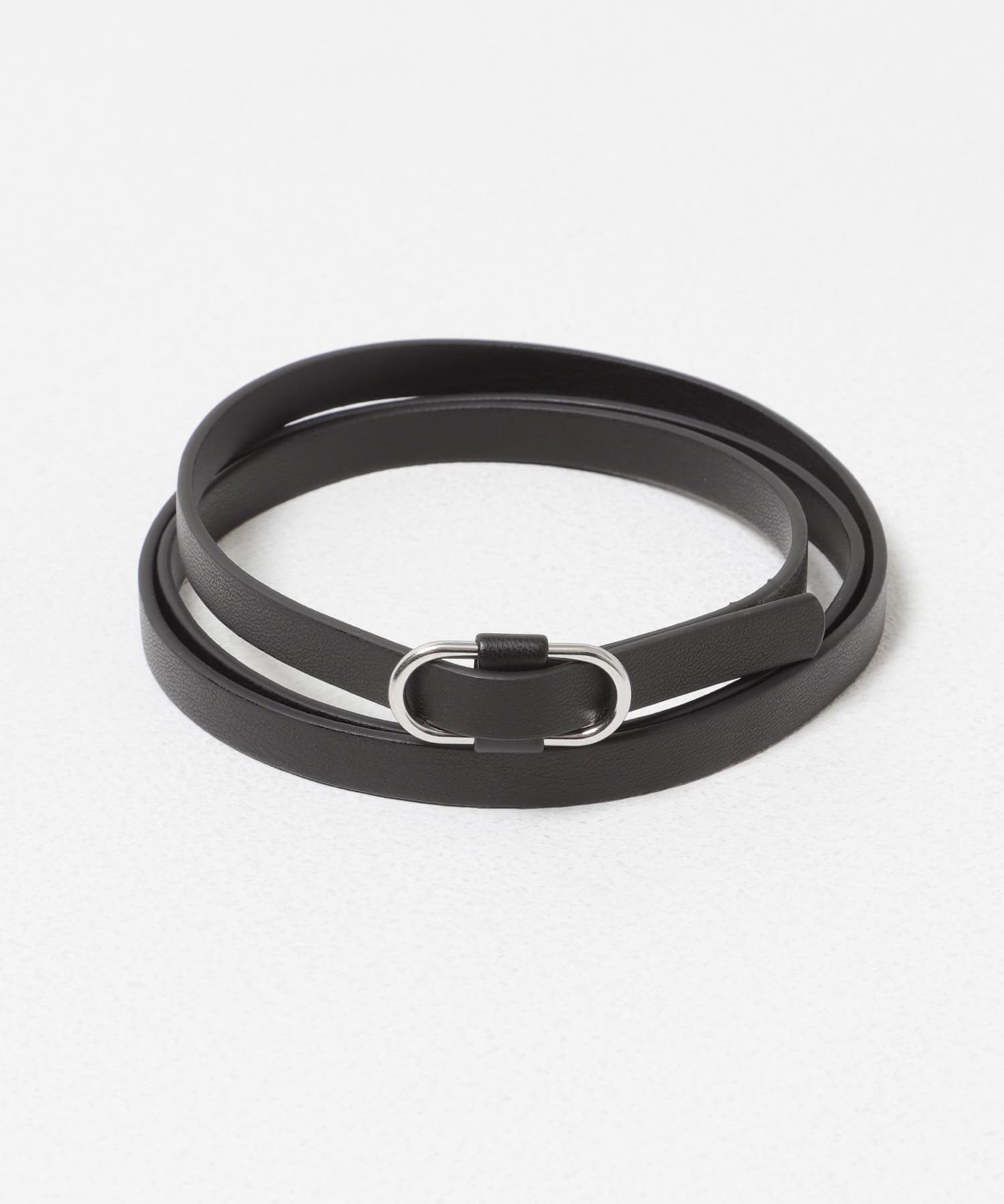 ベルト付ワイドデニム BLK M