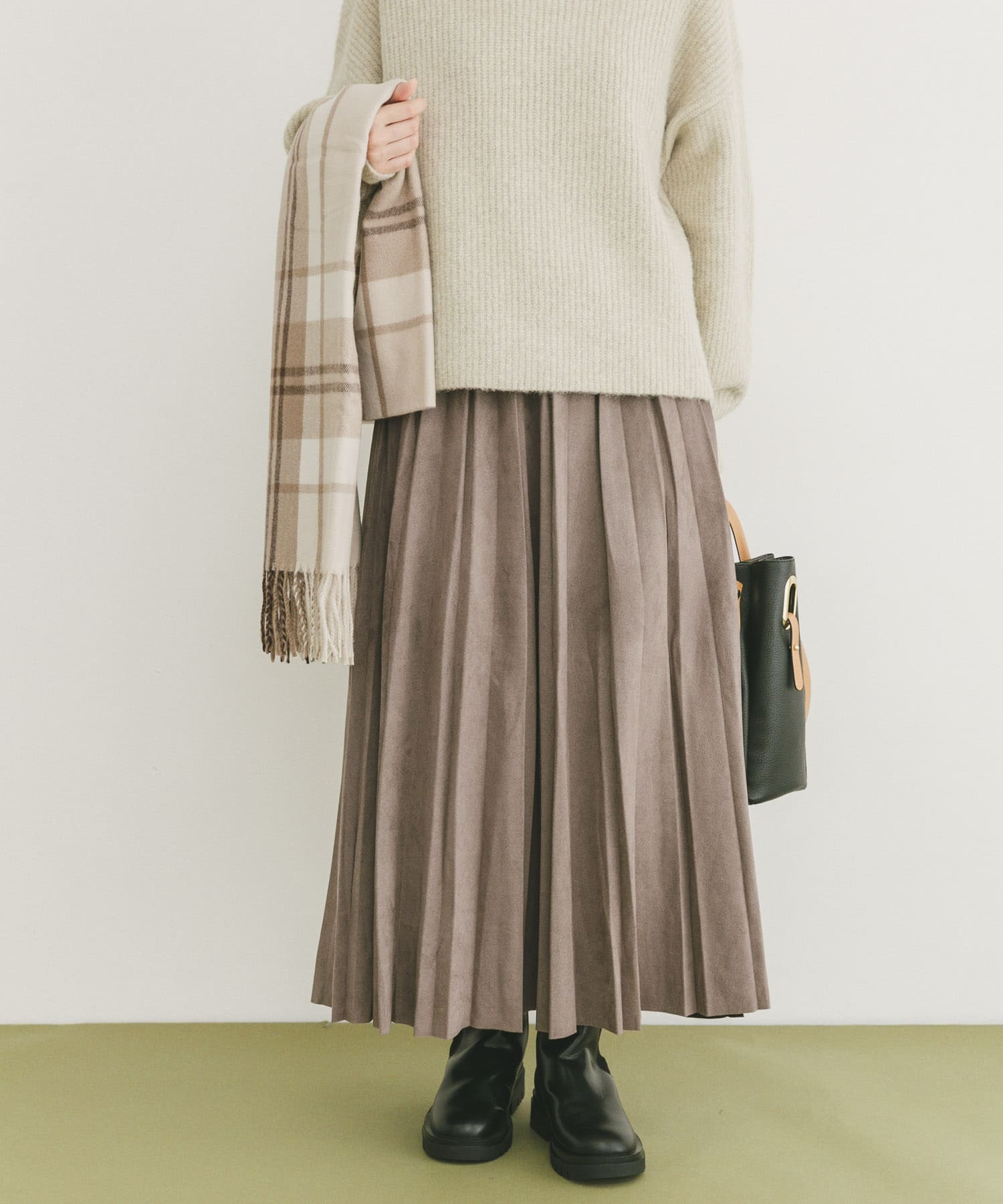 フェイクスエードプリーツスカート