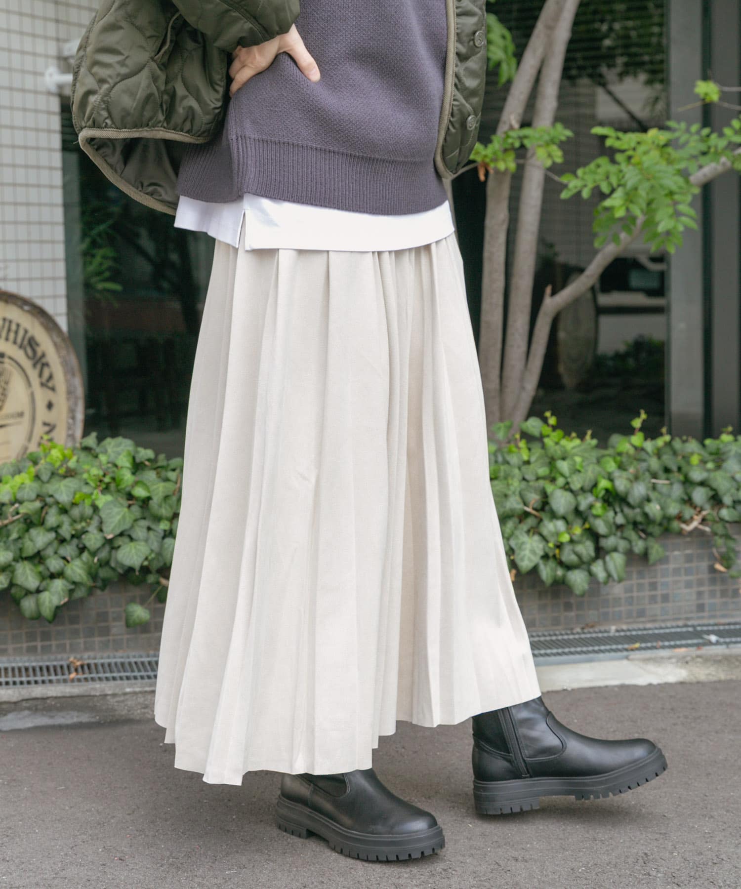 フェイクスエードプリーツスカート
