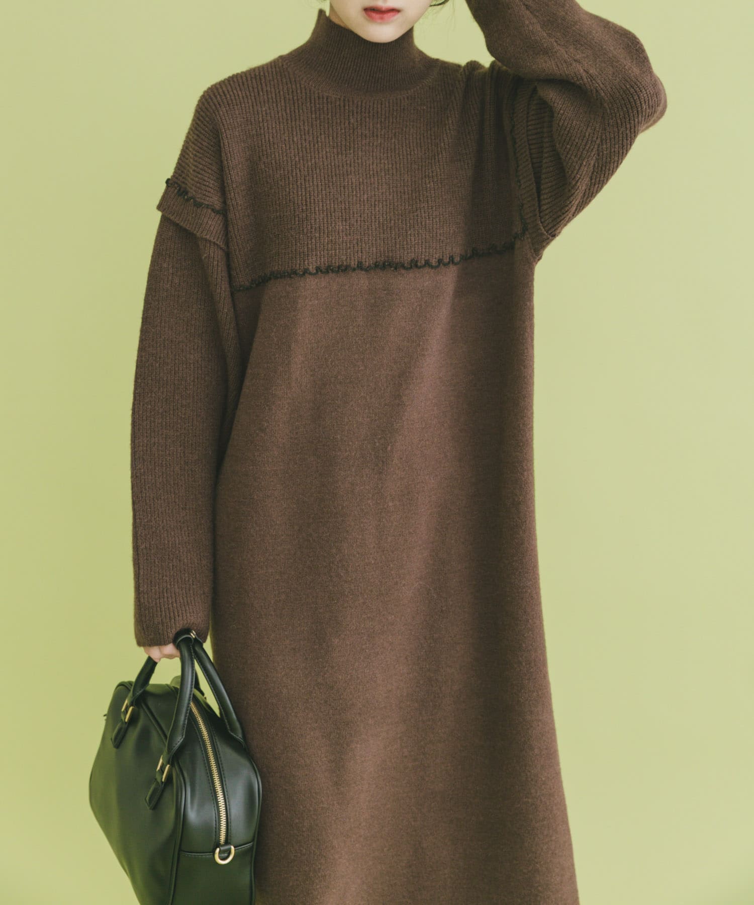 ハイネックステッチニットワンピース(Free BRN): ワンピース｜URBAN