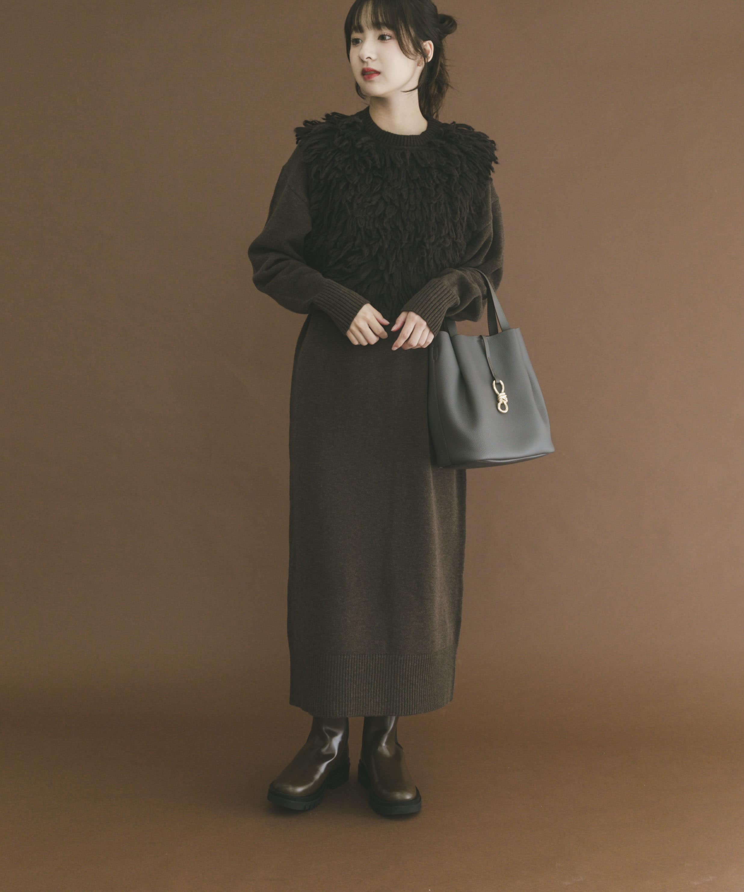 ループニットベストセットワンピ