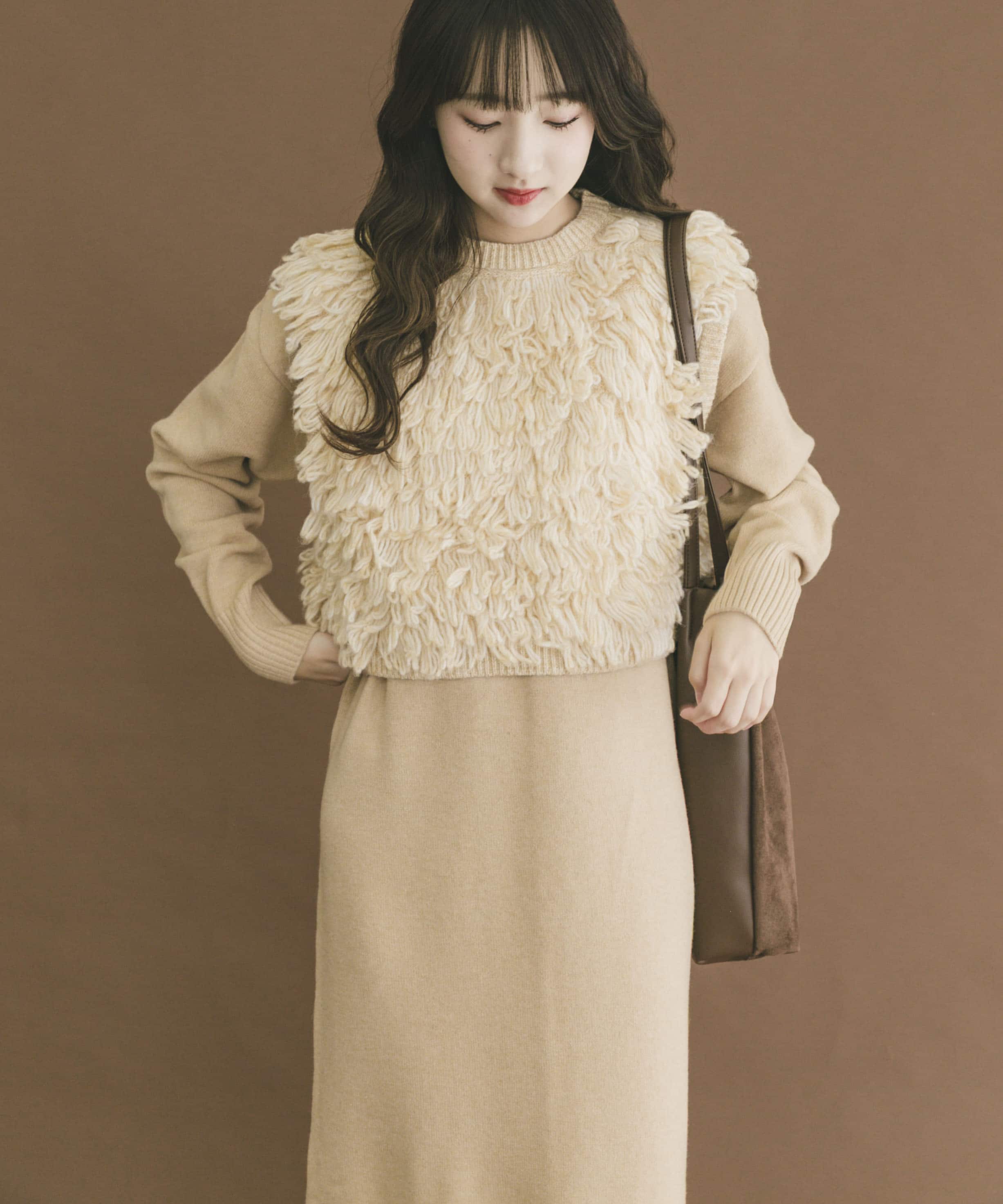 ループニットベストセットワンピ