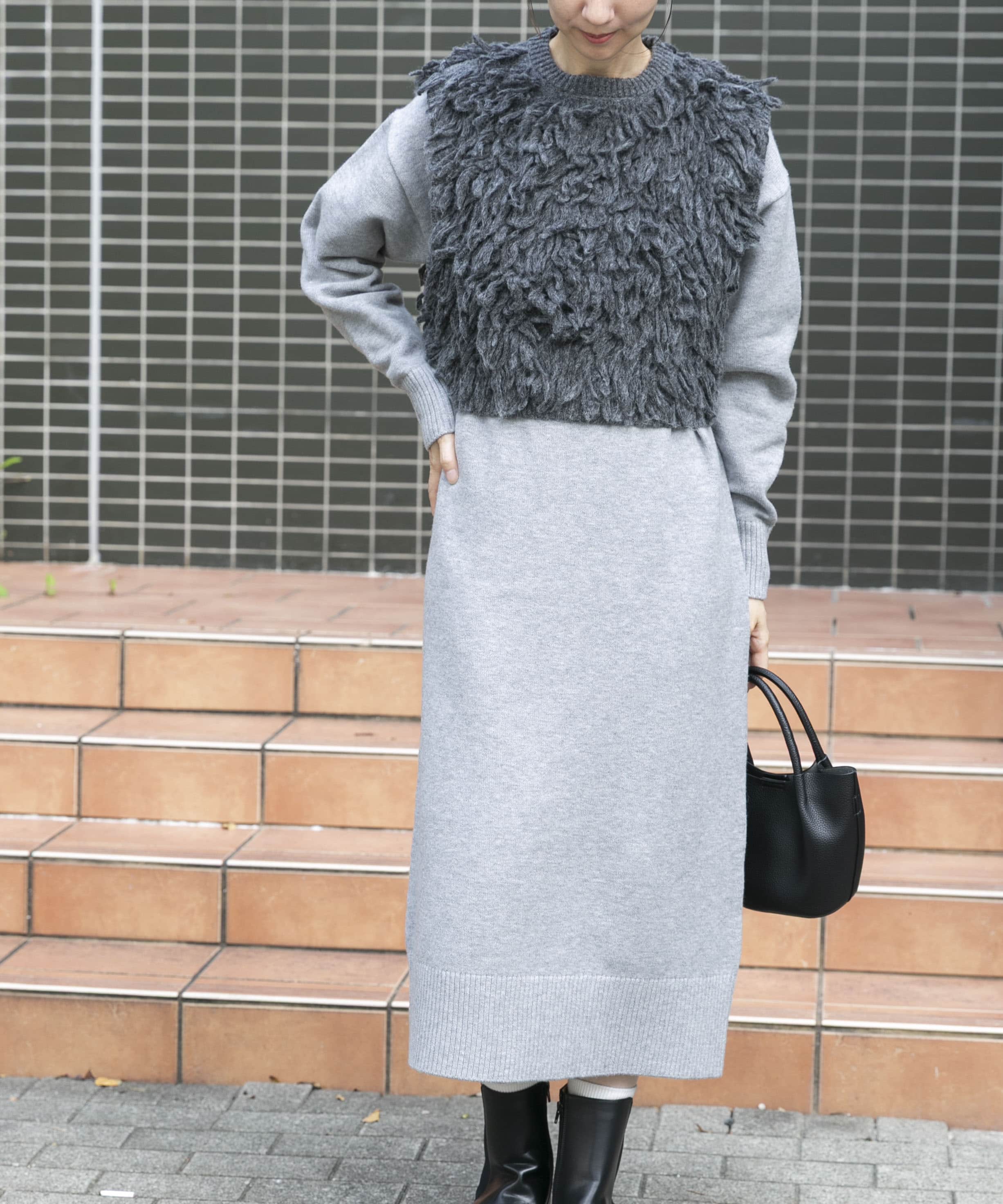 ループニットベストセットワンピ