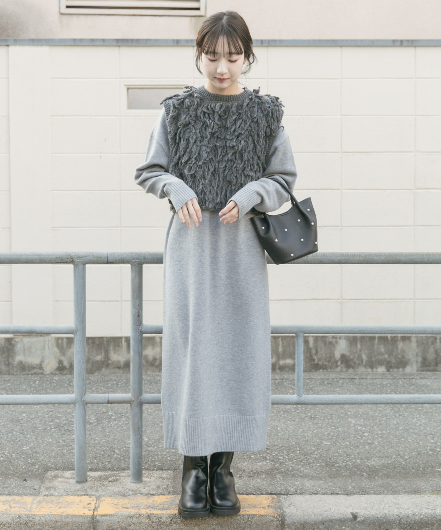 ループニットベストセットワンピース