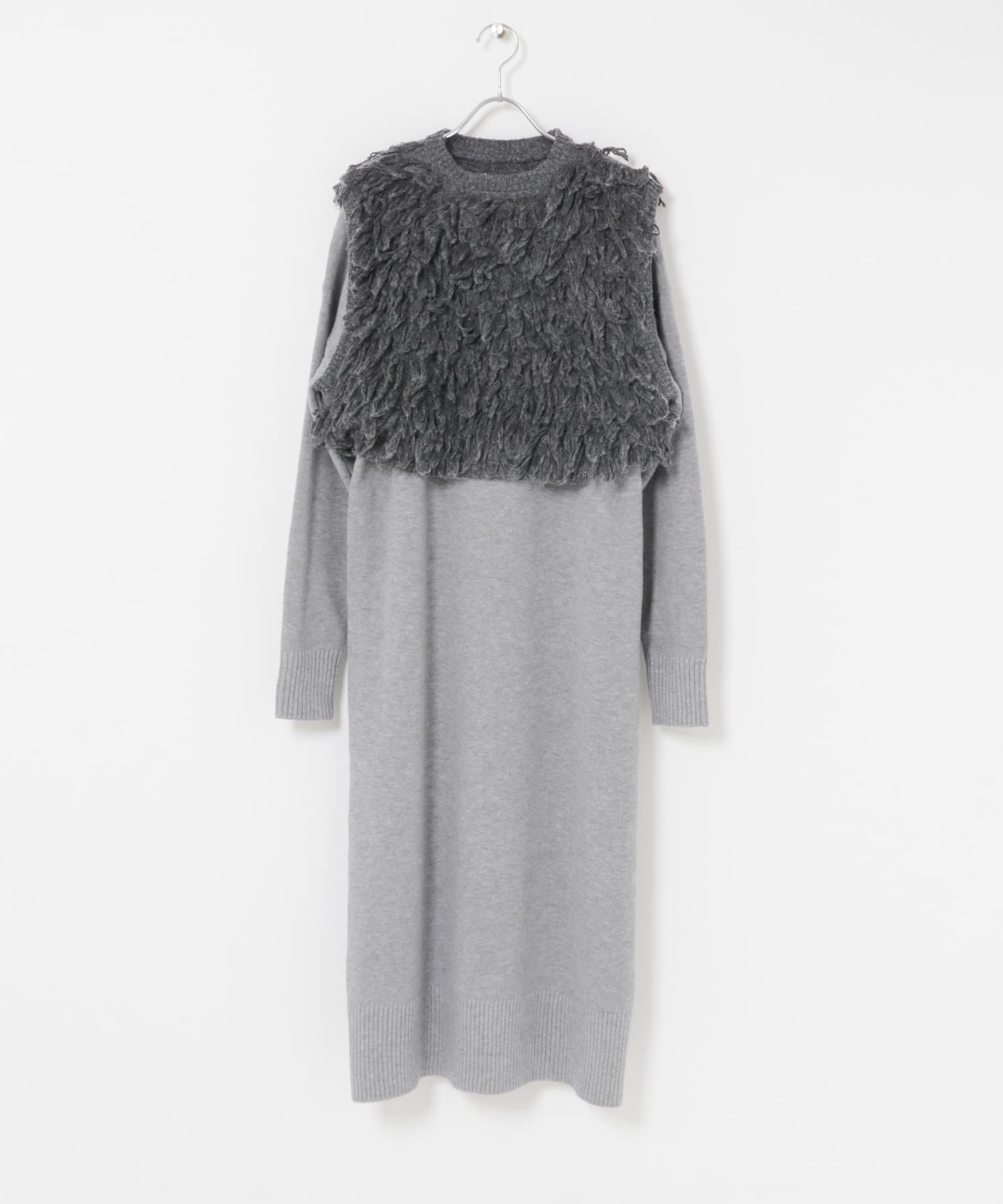 ループニットベストセットワンピース GRY Free