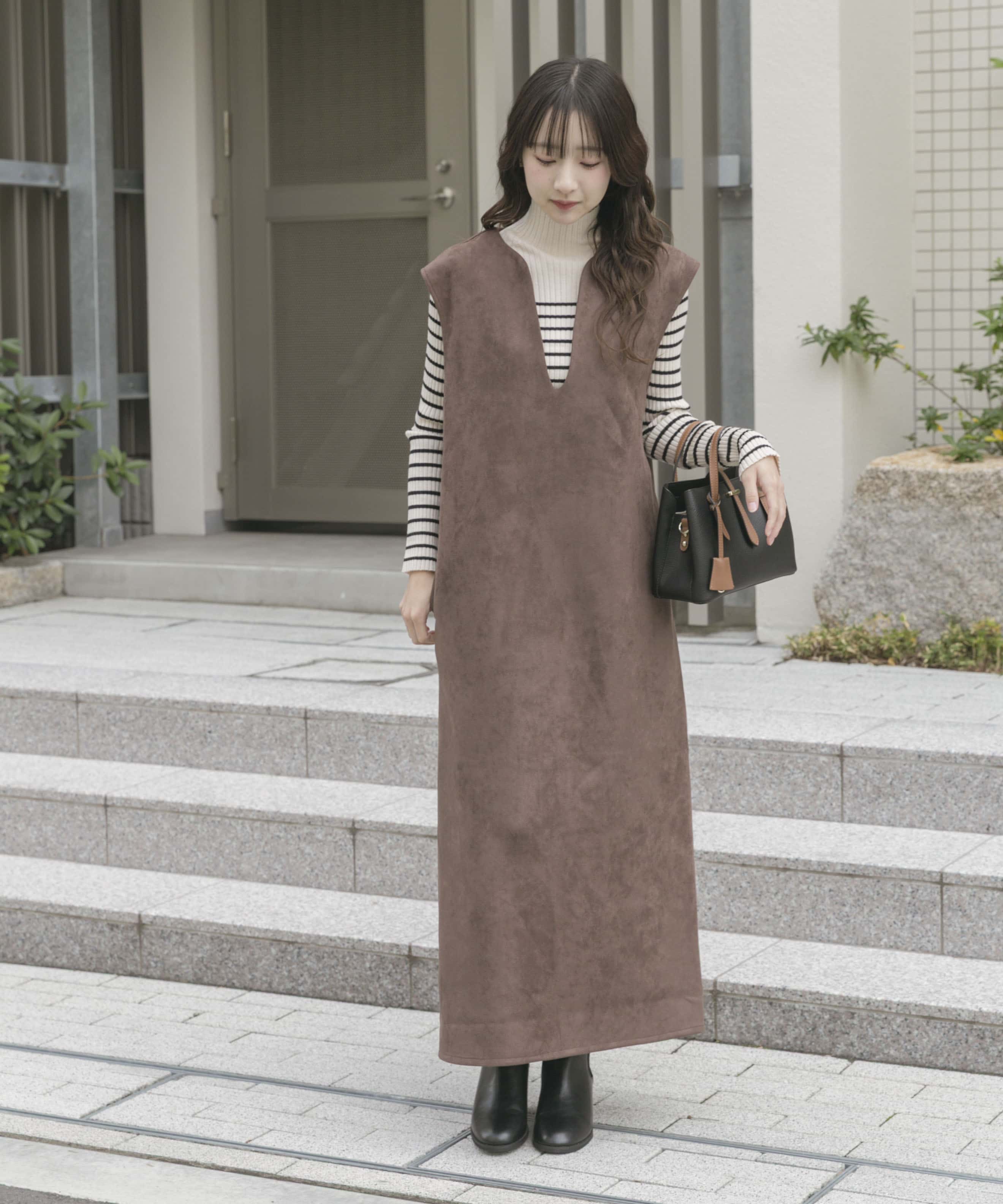 『静電気防止』フェイクスエードジャンスカ