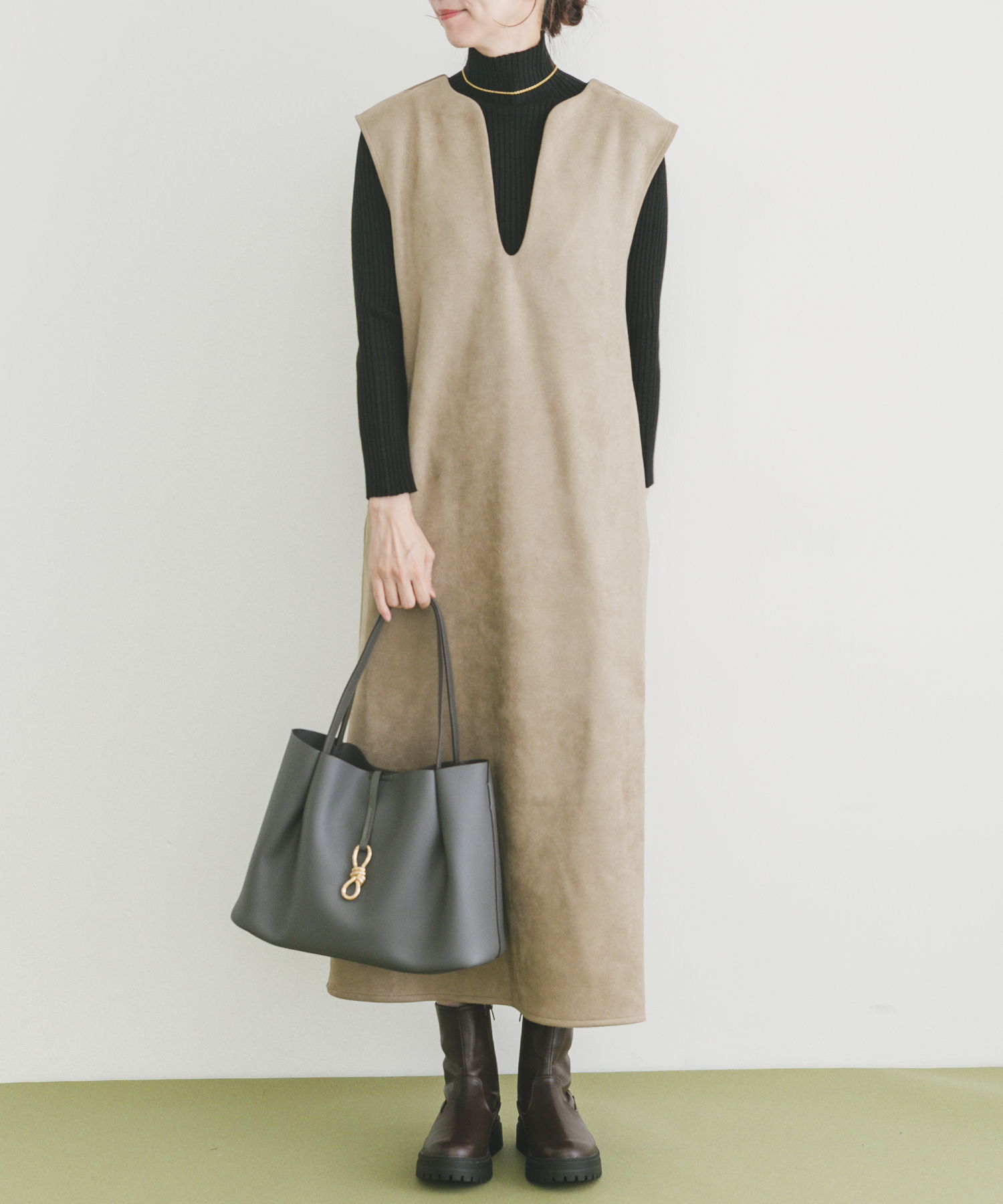 『静電気防止』フェイクスエードジャンスカ