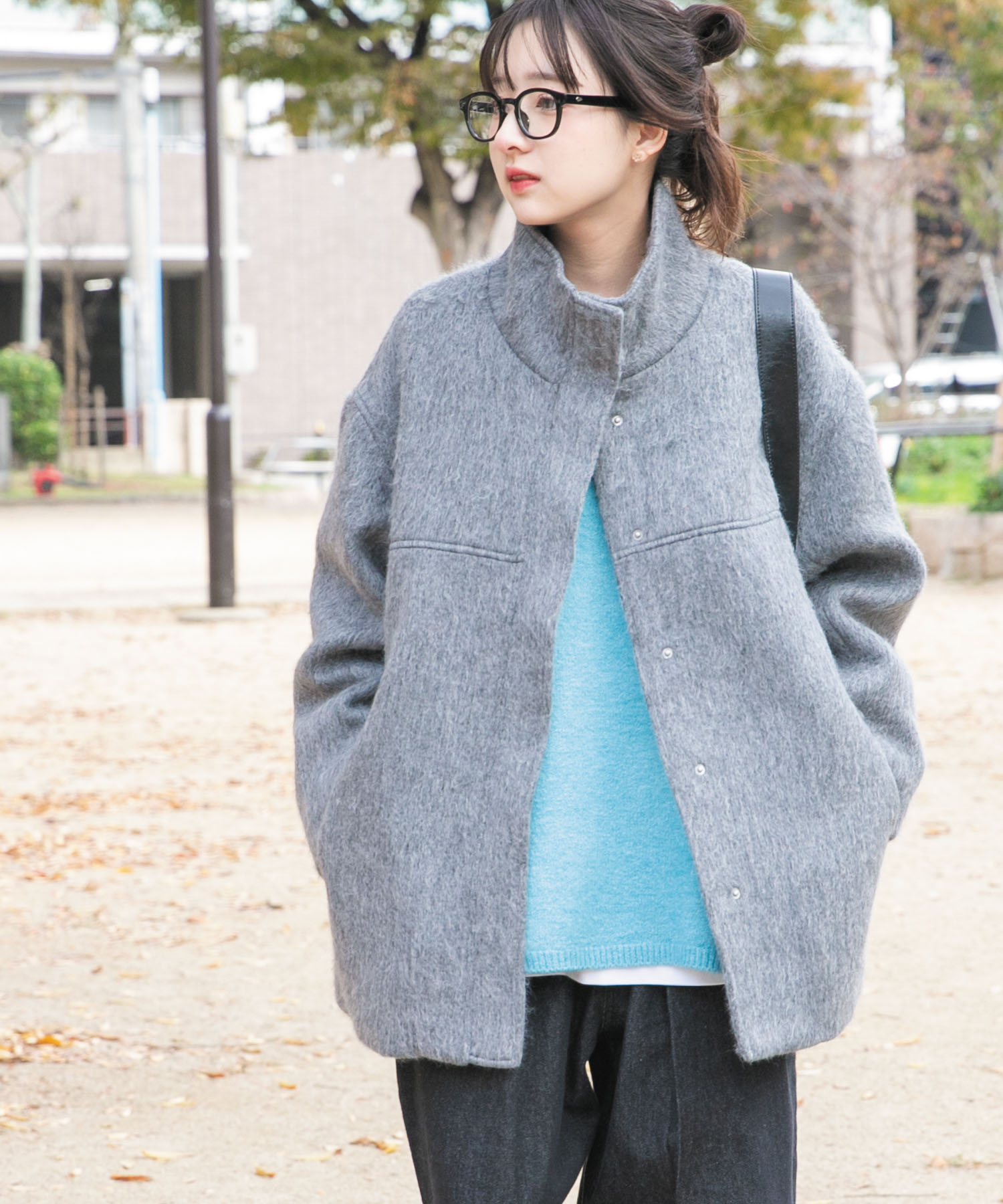 スタンドカラーオーバージャケット