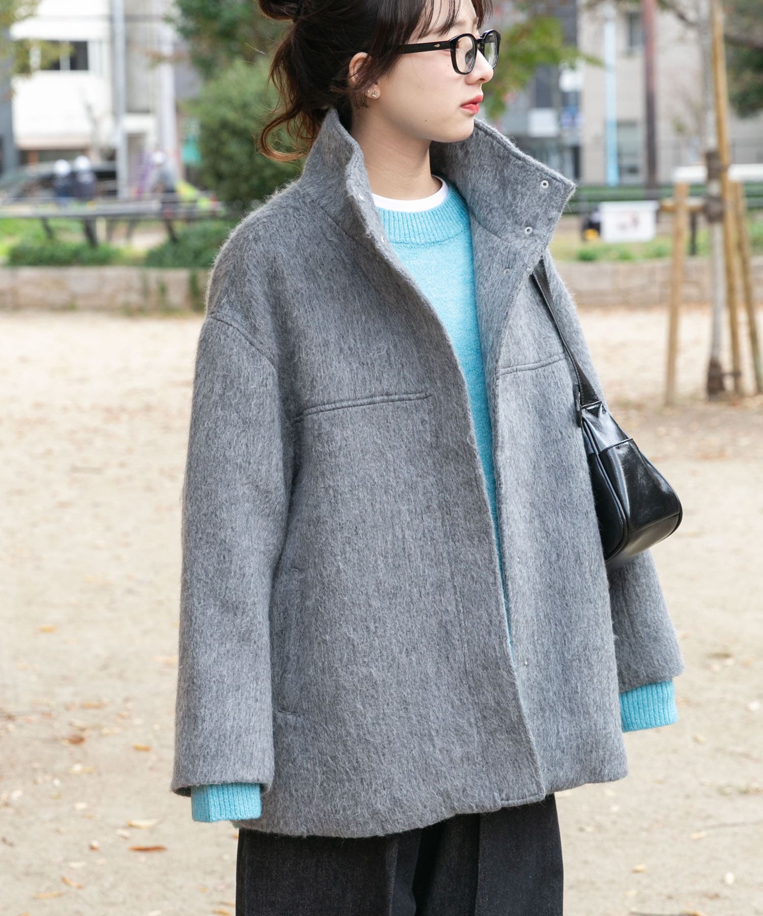 スタンドカラーオーバージャケット